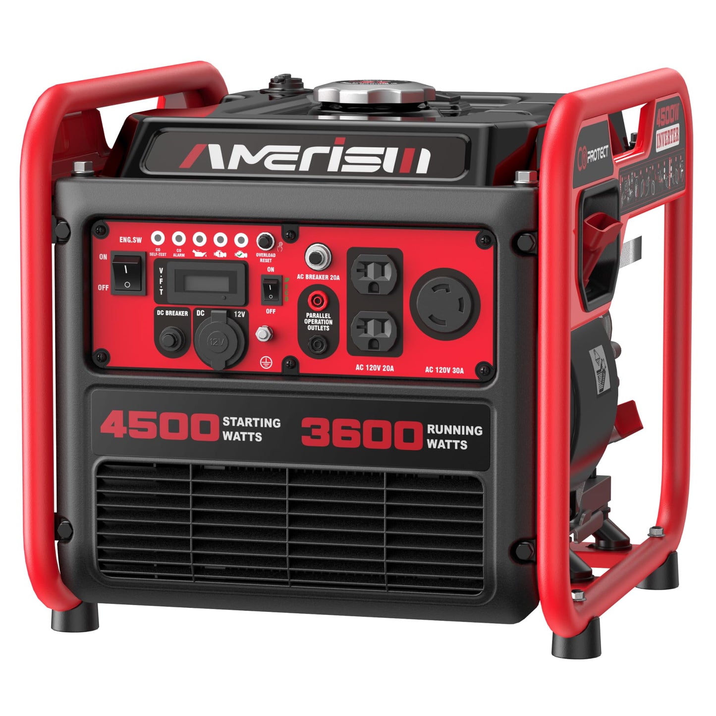 AMERISUN 4500W Portable Gas Inverter Generator with CO Detection: Lightweight, Quiet, EPA-Compliant for Home, Emergency Backup, and Outdoor Adventures