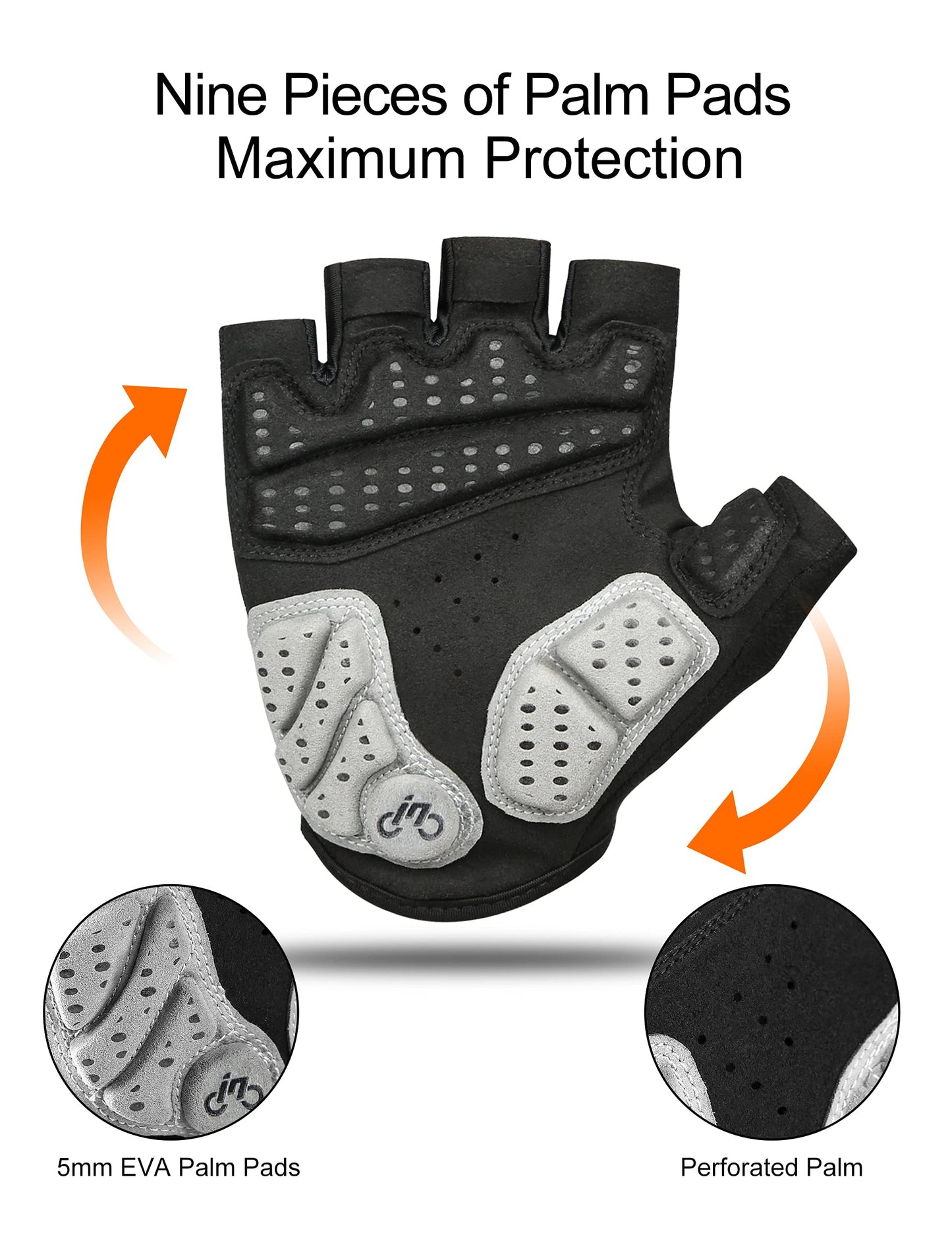 INBIKE Mountain Bike Gloves, Cycling Gloves Half Fingers MTB DH Road Riding Bicycle Biking Men Women Black Large