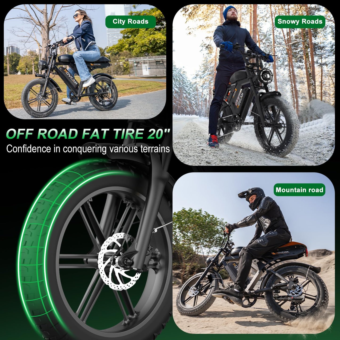Besintu MOVCAN Electric Bike for Adults,1500W Motor 20 in Fat Tire Ebike,Up to 32MPH & 120 Miles,31.2AH Removable Dual Battery, 7 Speed Gear, Hydraulic Brakes&Full Suspension Electric Dirt Bicycle