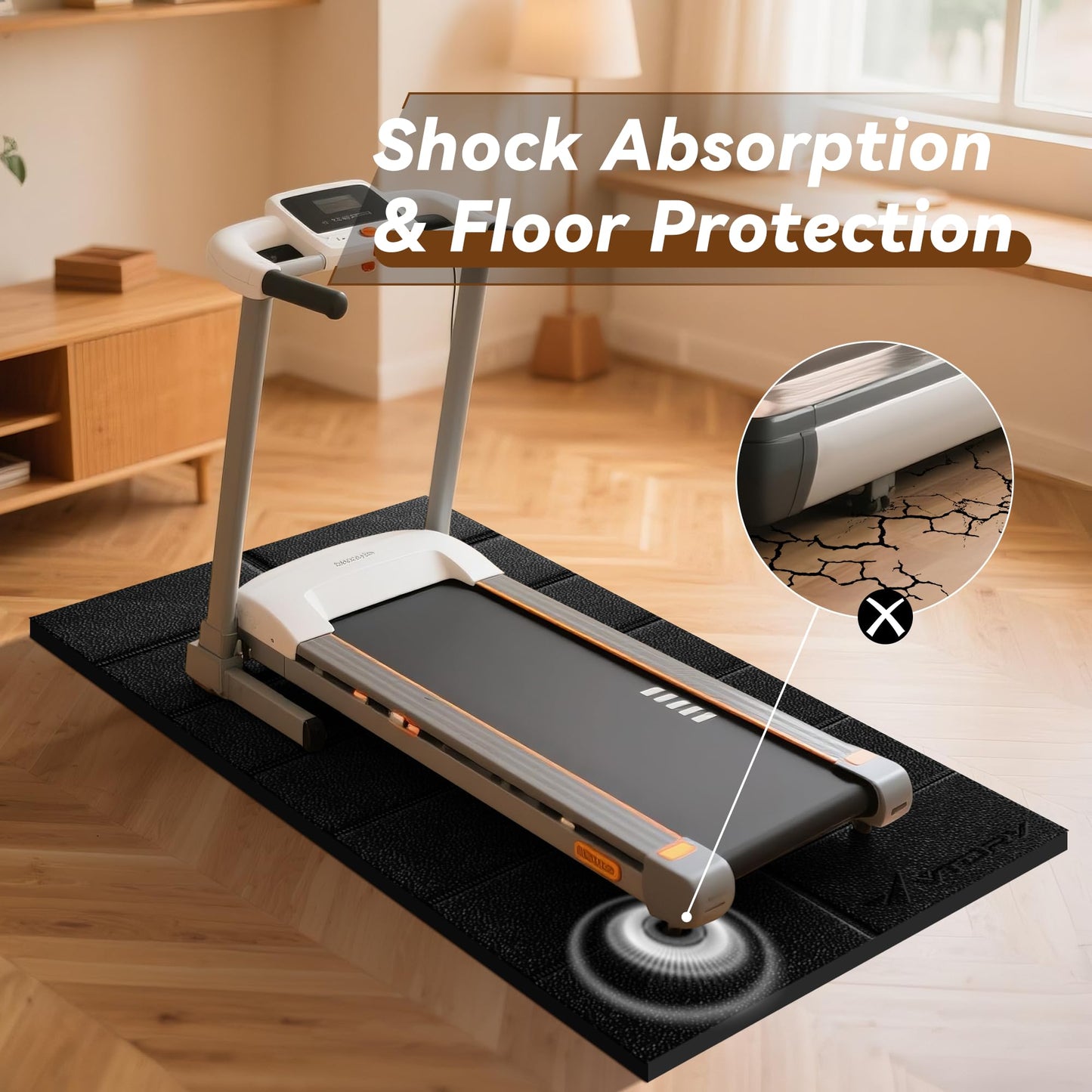 Walking Pad Mat for Carpet Floors, 68x24, 1/4" Thick Foldable Treadmill Mat for Hardwood Floors, Non-Slip, Noise&Shock Absorption, Waterproof Under Treadmill Bike on Carpet, Exercise Equipment Mat