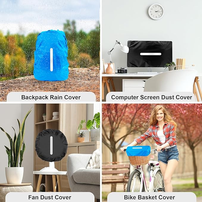 LAMA 2pcs Waterproof Rain Cover for Backpack, Reflective Rainproof Protector for Anti-dust and Anti-Theft S 18L-25L Black Blue