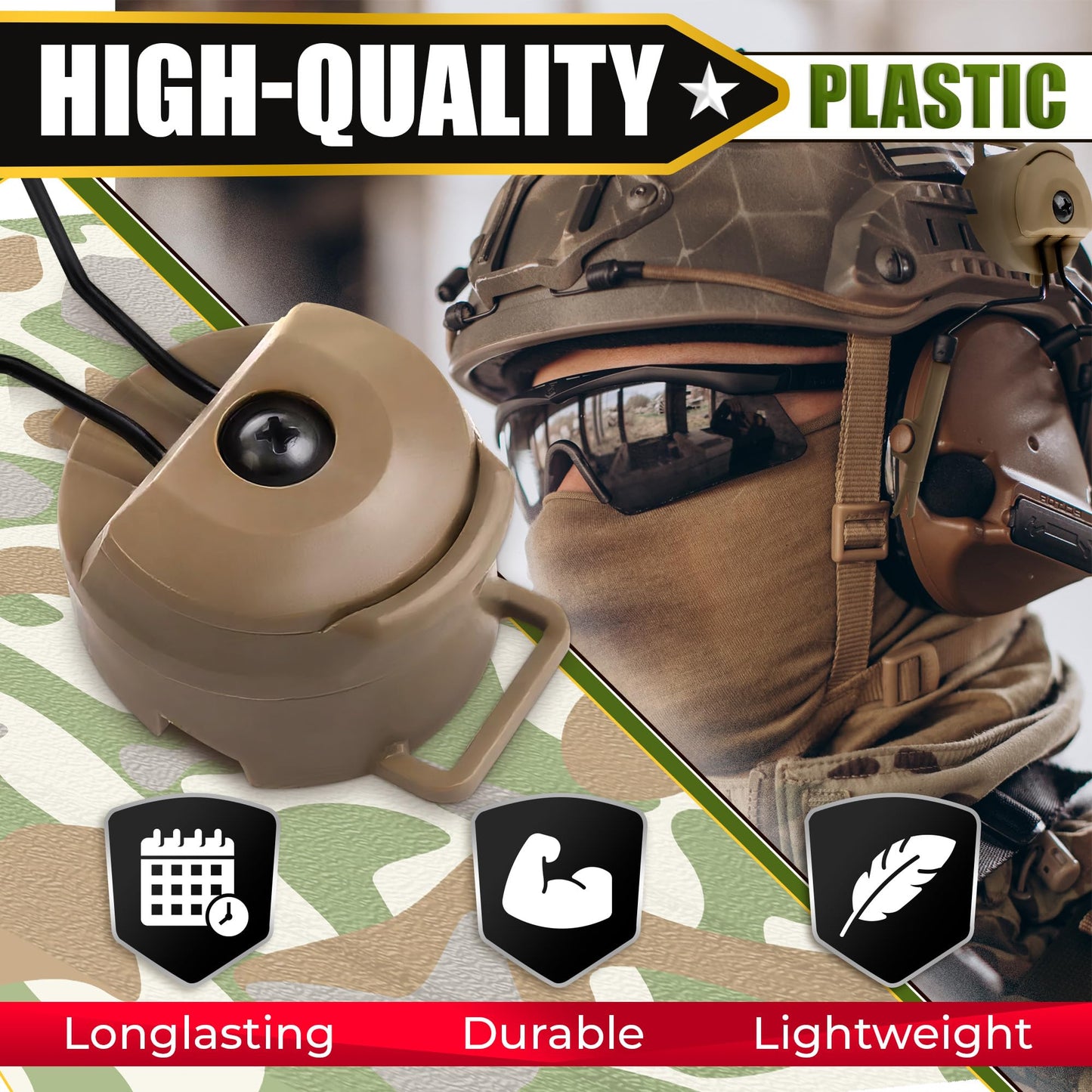 Peltor Comtac I & II Peltor Arc Rail Adapter - Arc Rail Headset Adapter Tactical Helmet Rail Suspension Mount Version for Airsoft Activities Ear Protection Peltor Helmet Mount