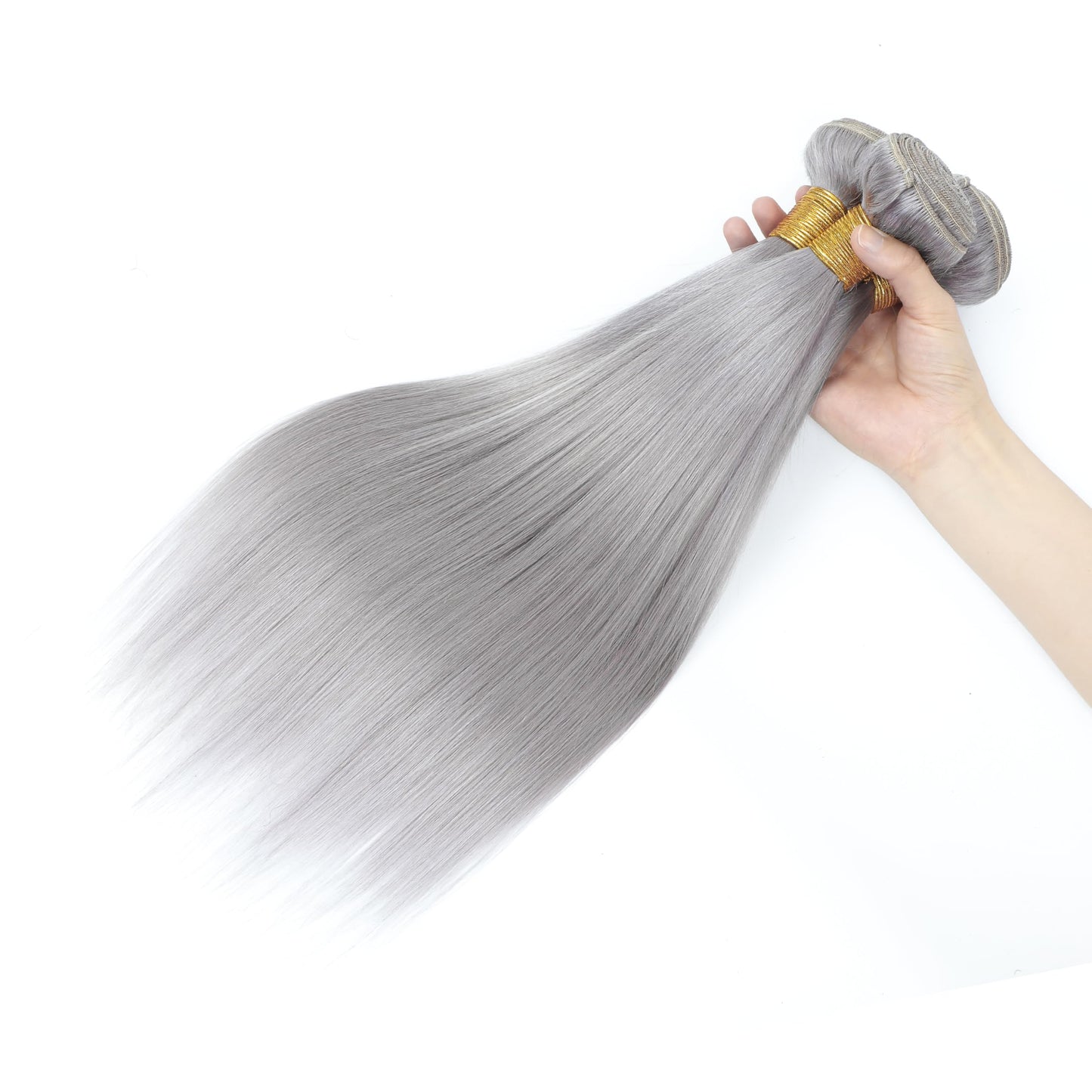 ANMETAN Grey Color Bundles Human Hair, Short Human Hair Bundles 10A 100% Unprocessed Virgin Remy Hair Lavender Colored Bundles Straight Silver Gray Human Hair Weave 3 Bundles 12 14 16 Inch for Women