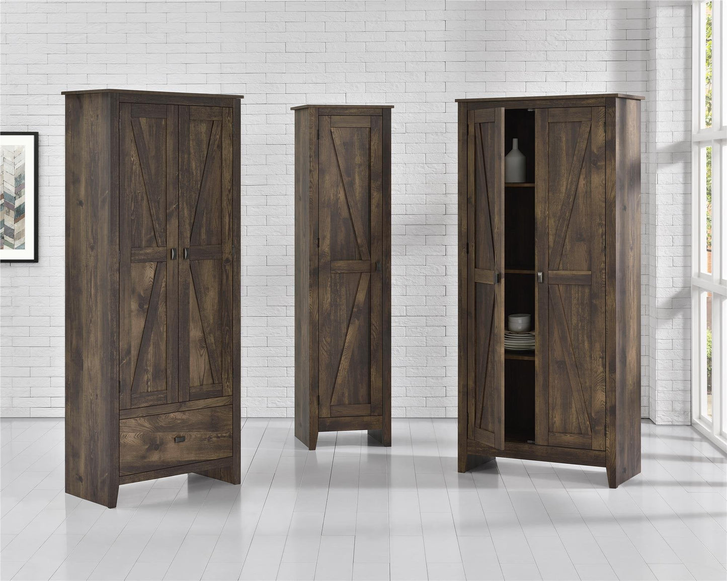 Ameriwood Home Farmington Wide Rustic Cabinet for Living Room, 31.5" Cabinet