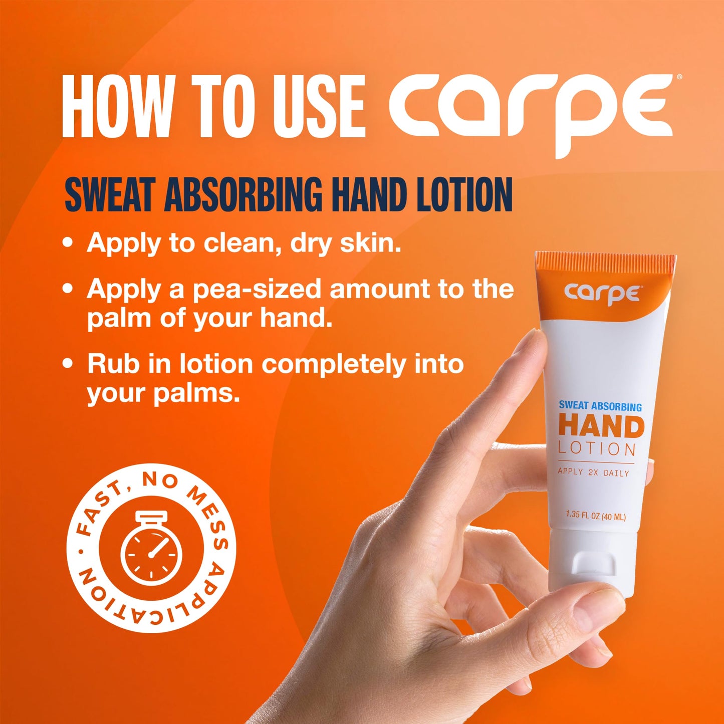 Carpe Antiperspirant Hand Lotion (Pack of 2), A dermatologist-recommended smooth lotion that helps stop hand sweat, great for hyperhidrosis or excessive sweat (Original Eucalyptus)