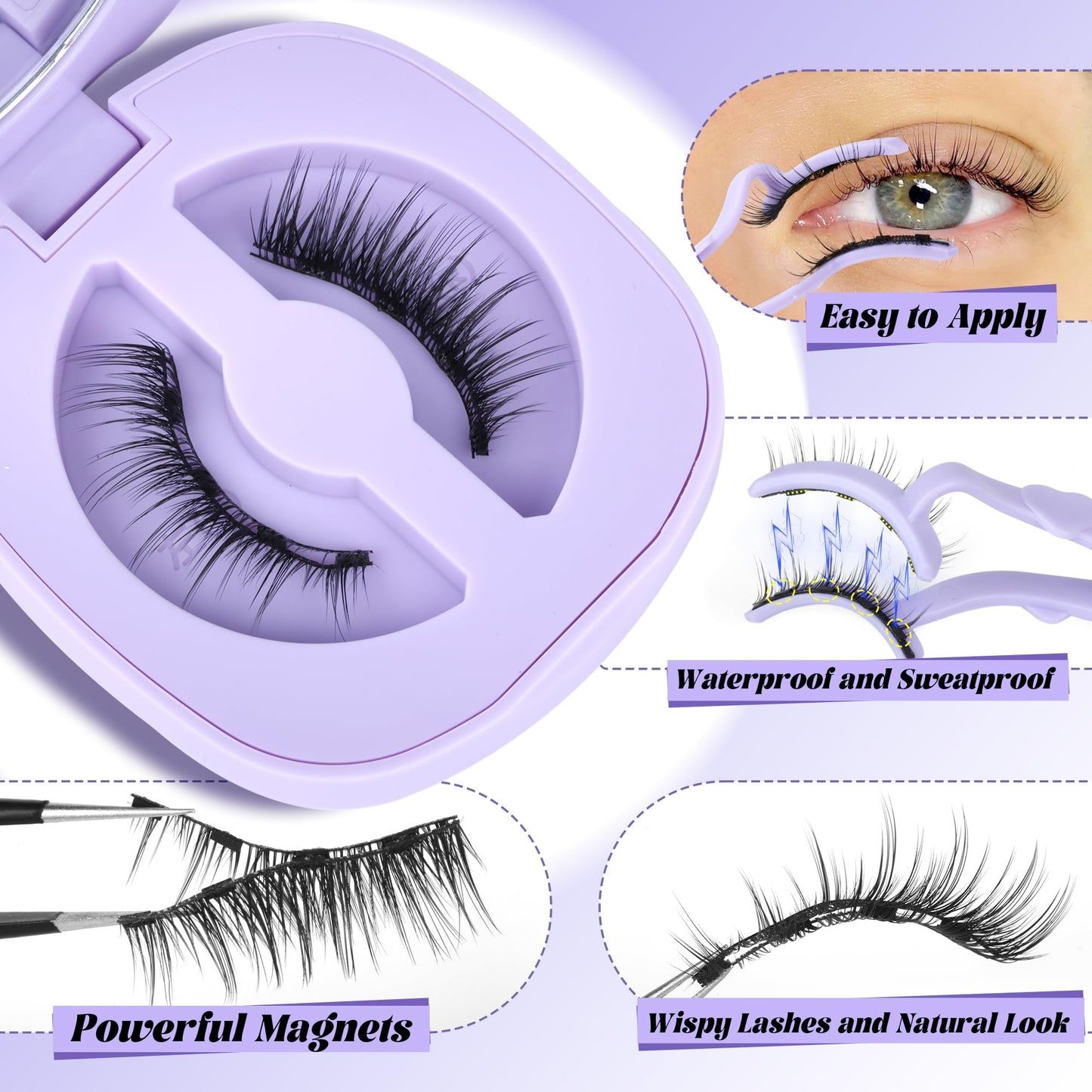 Magnetic Eyelashes with Applicator Reusable Magnetic Lashes No Glue Needed Magnetic Eyelashes without Eyeliner Cat Eye Natural Look Magnetic Eyelashes Magnetic Lashes by Lanflower