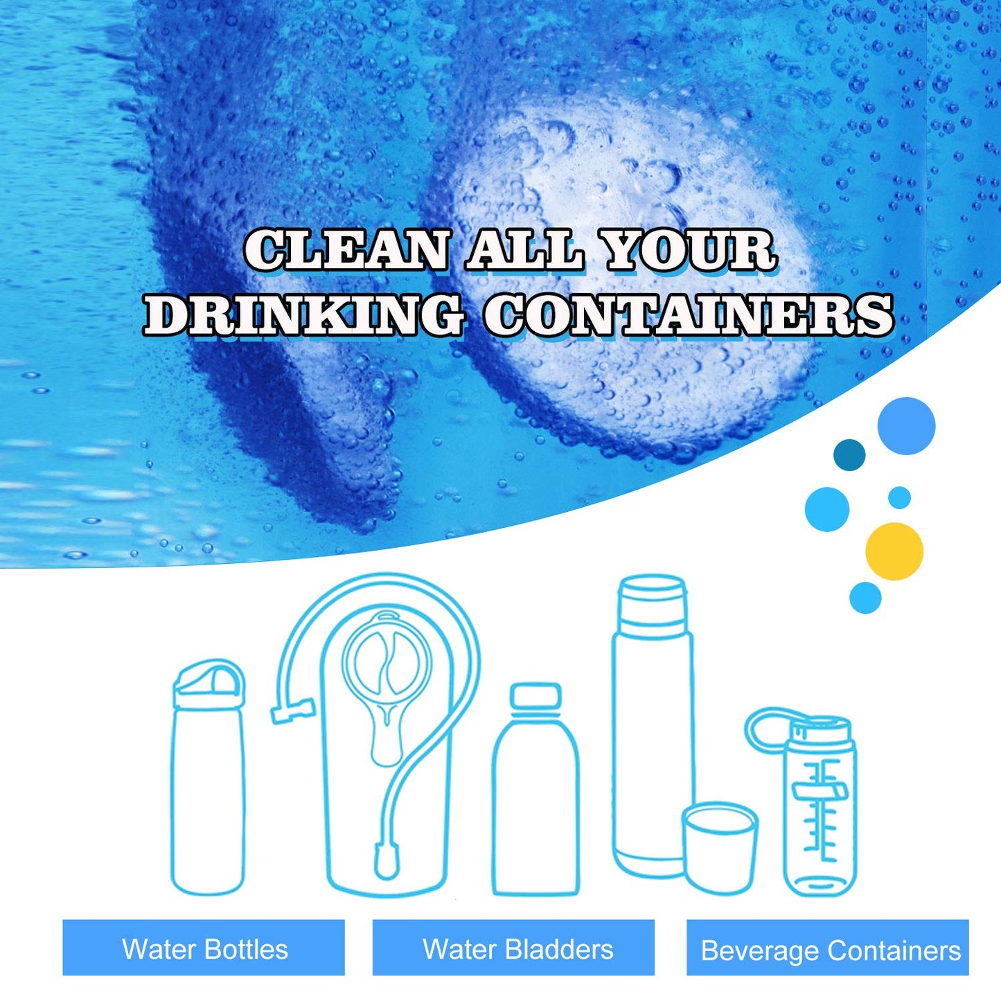 TAGVO 36 Pack Cleaning Tablets for Hydration Bladder - All Natural, Odor Free, Easy Removes Stubborn Stains Cleaning Tabs for Water Reservoir, Sport Water Bottles, Water Bladder, Hydration Backpack