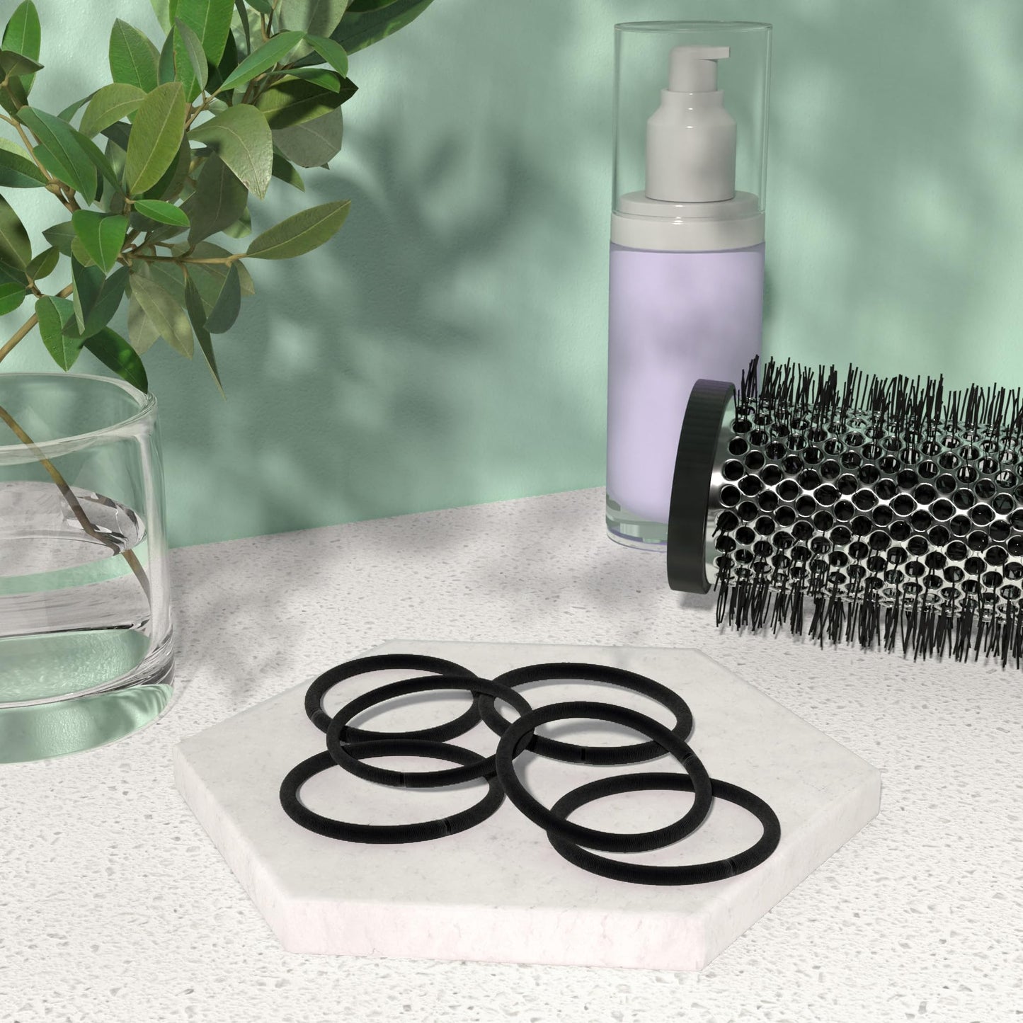 Amazon Basics Pony Tail Hair Ties - Black 4 MM Elastics for All Types, 32 Count