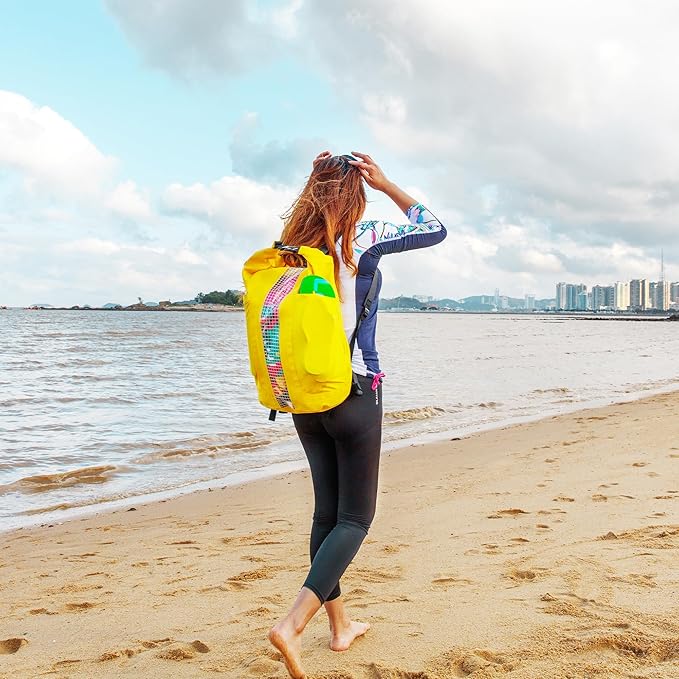 Waterproof Floating Dry Bag for Men Women - 25L Waterproof Backpack with Side Pockets - Roll Top Sack Keeps Gear Dry for Kayaking, Rafting, Boating, Swimming, Camping, Beach, Fishing