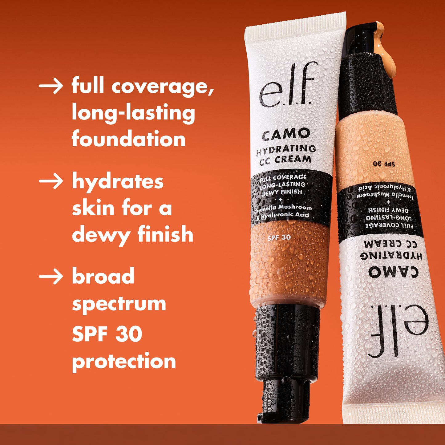 e.l.f. Hydrating Camo CC Cream, SPF 30, Color Correcting Full Coverage Foundation For A Dewy Finish, Vegan & Cruelty-Free, Rich 660 N