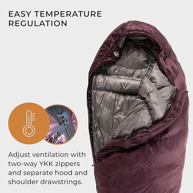 Hyke & Byke Katahdin 32 F Hiking & Backpacking Sleeping Bag - 4 Season, 625FP Ultralight Sleeping Bag - Water Resistant - Charcoal Gray - Short