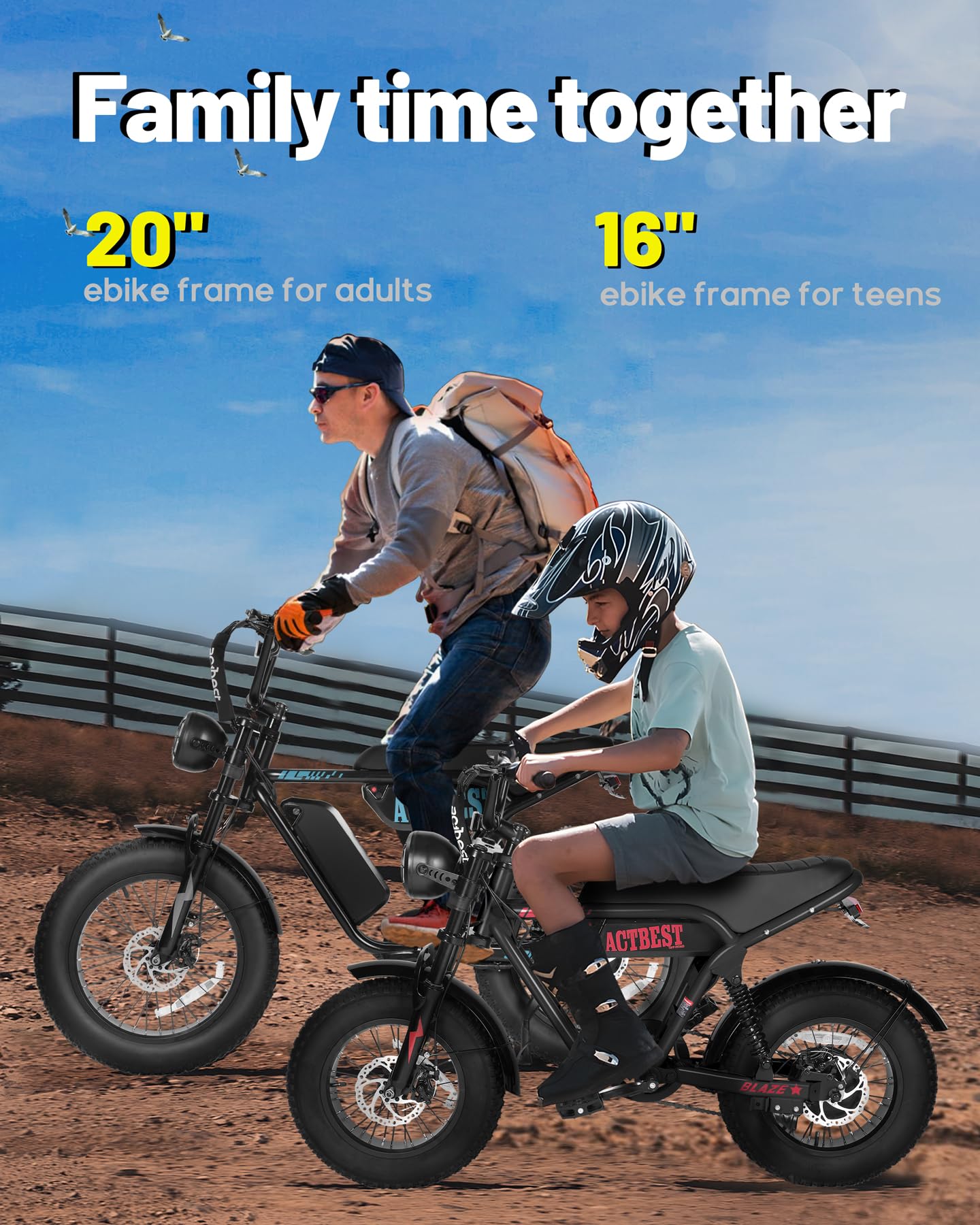 ACTBEST Blaze 16×4" Electric Bike for Teens/Adults,Peak 1200W, 48V 499Wh, 55Miles Fat Tire All-Terrain Electric Mountain Bike, Full Suspension,UL2849 Electric Motorcycle on Mountains/Snow/Sandy,R