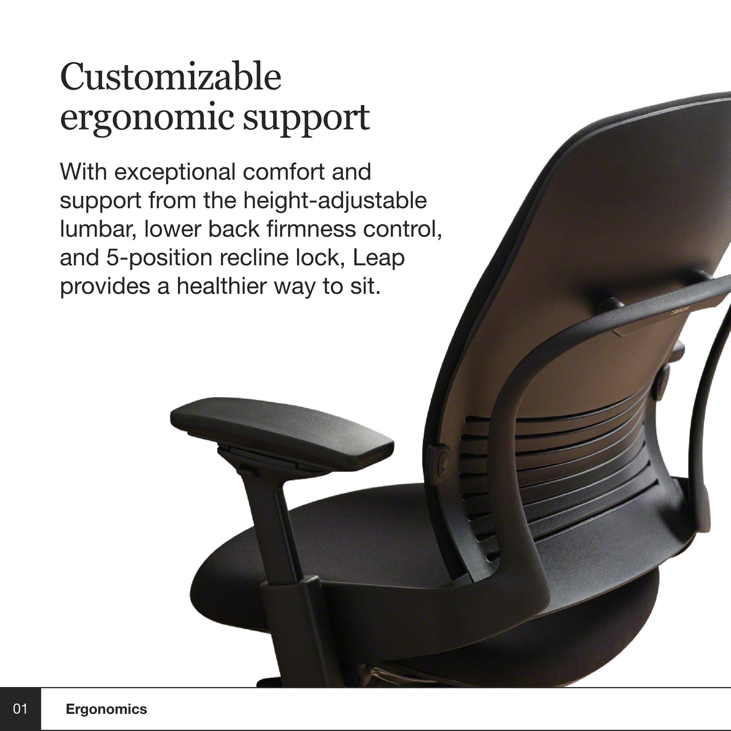 Steelcase Leap Office Chair V2 - Ergonomic Work Chair with Wheels for Carpet Flooring - Work Chair Supports Unique Body Shape - with Natural Glide System & Liveback Technology - Black Leather