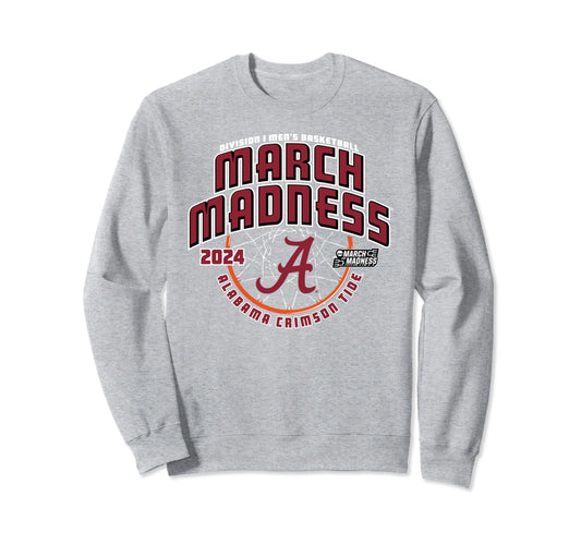 Alabama Crimson Tide March Madness 2024 Basketball Gray Sweatshirt