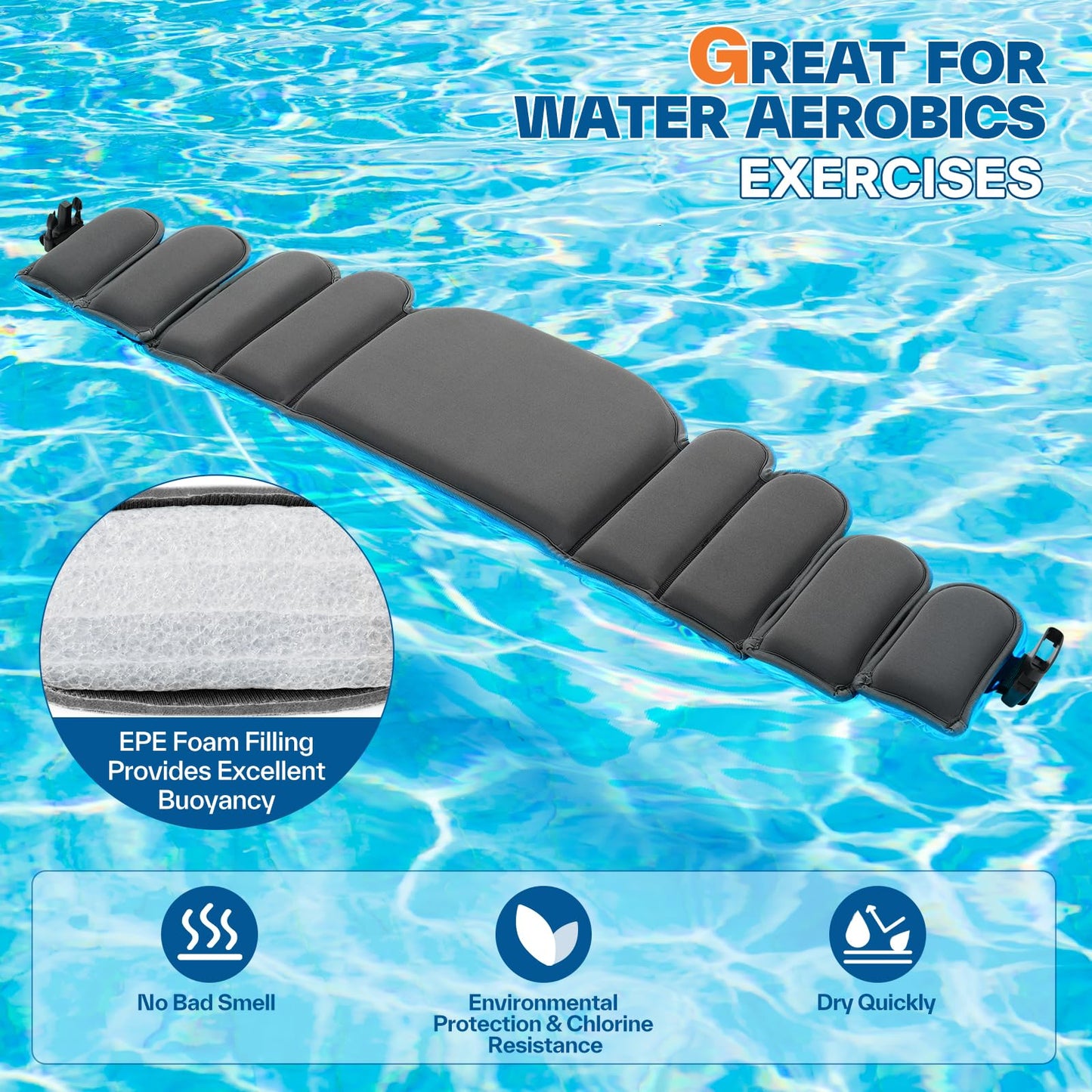 Aqua Belt Water Aerobics Equipment: Sportneer Aqua Float Belts Swimming Pool Exercise Set with Adjustable Buoyancy Blocks Jogger Floatation Belt for Adults Youth Aquatic Fitness Training Equipments L