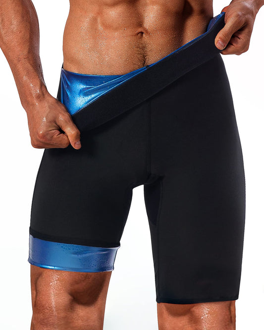 LMCOB Sauna Sweat Short Pants for Men Hot Thermo Leggings Sauna Tight Pants Compression Hight Waist Pants Workout Body Shaper Sauna Suit(BH70011-01-S)