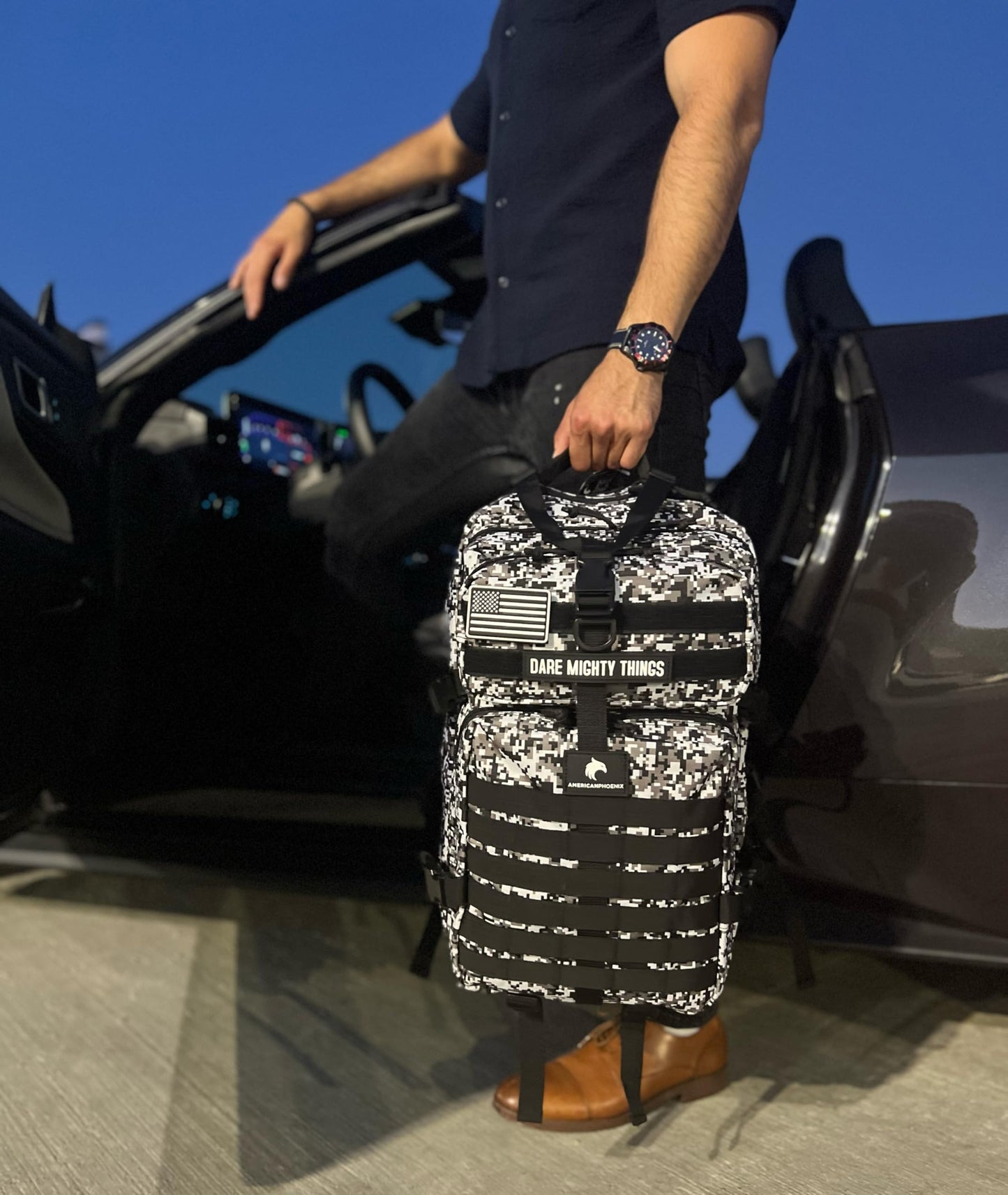 AMERICANPHOENIX 45L Elite Tactical Backpack | 3X Stronger Work & Military Backpack | Water Resistant and Heavy Duty | 3 Day MOLLE Bug Out Bag (Snow Leopard)