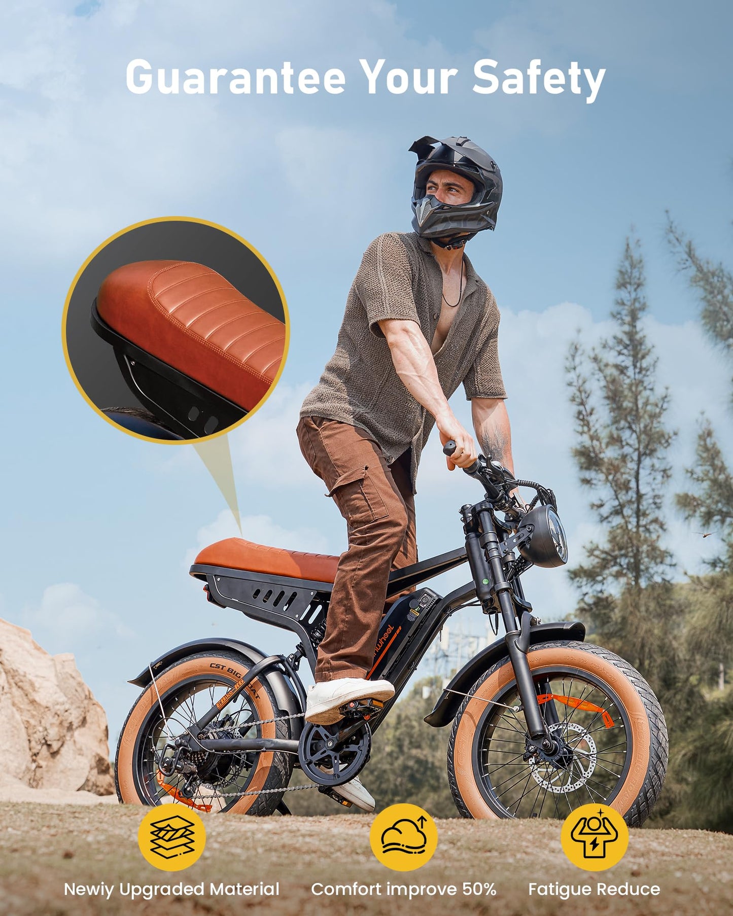 R6 Electric Bike Adults 1500W Ebike, 28MPH, 55-75 Miles Electric Motorcycle with 13AH Battery, 20" Fat Tire Electric Dirt Bike, 7-Speed E-Bike Full Suspension, 𝗥/𝗟 𝗧𝘂𝗿𝗻 𝗛𝗲𝗮𝗱𝗹𝗶𝗴𝗵𝘁