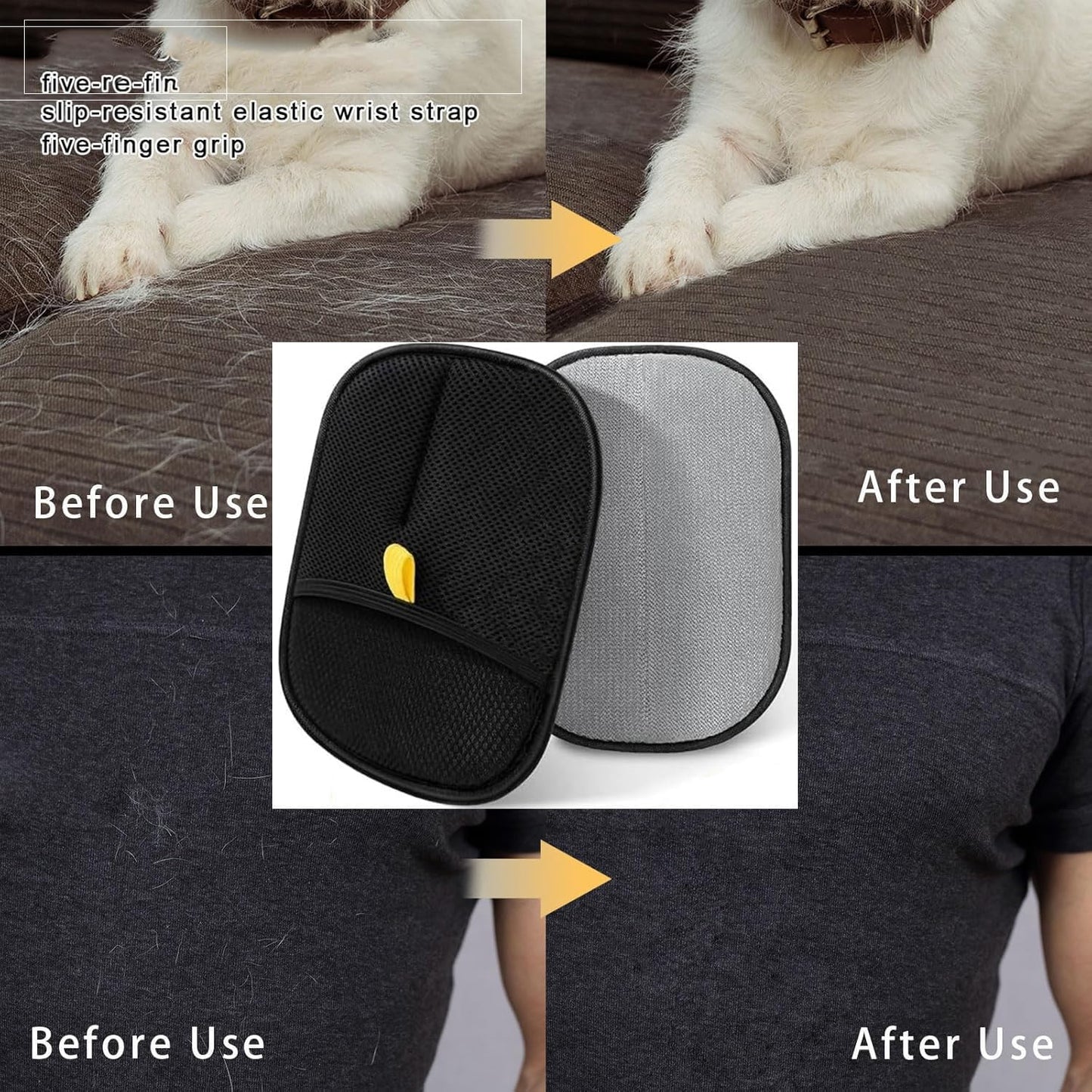 1 Pcs Pet Hair Removal Gloves Brush, New Reusable Cat Dog Electrostatic Hair Remover Grooming Glove Tool for Clothes,Sofas,Carpets,Car Seats