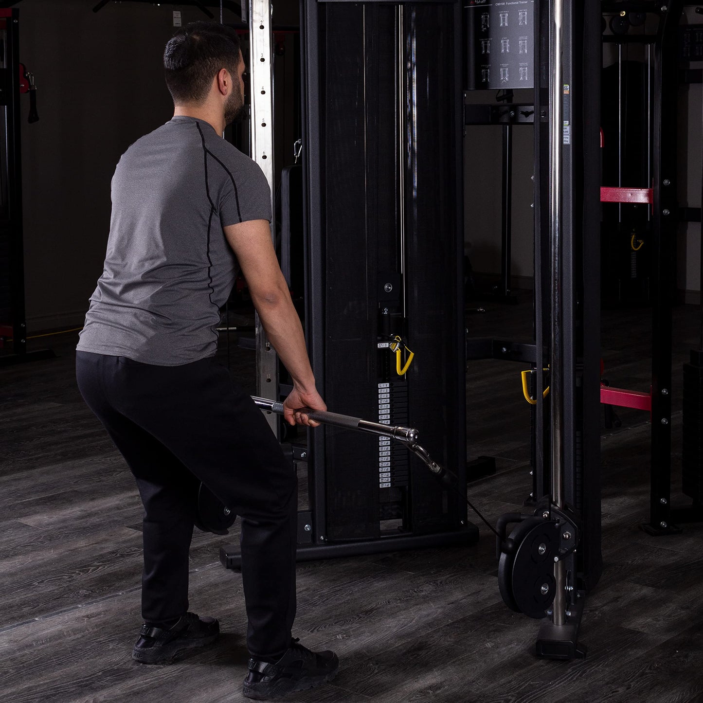 AmStaff Fitness 48" Straight Ez Curl Lat Pull Down Bar with Revolving Double Hook for Dual Pulley Cable Machines, Functional Trainer Multi-Purpose Attachment (Straight Bar)
