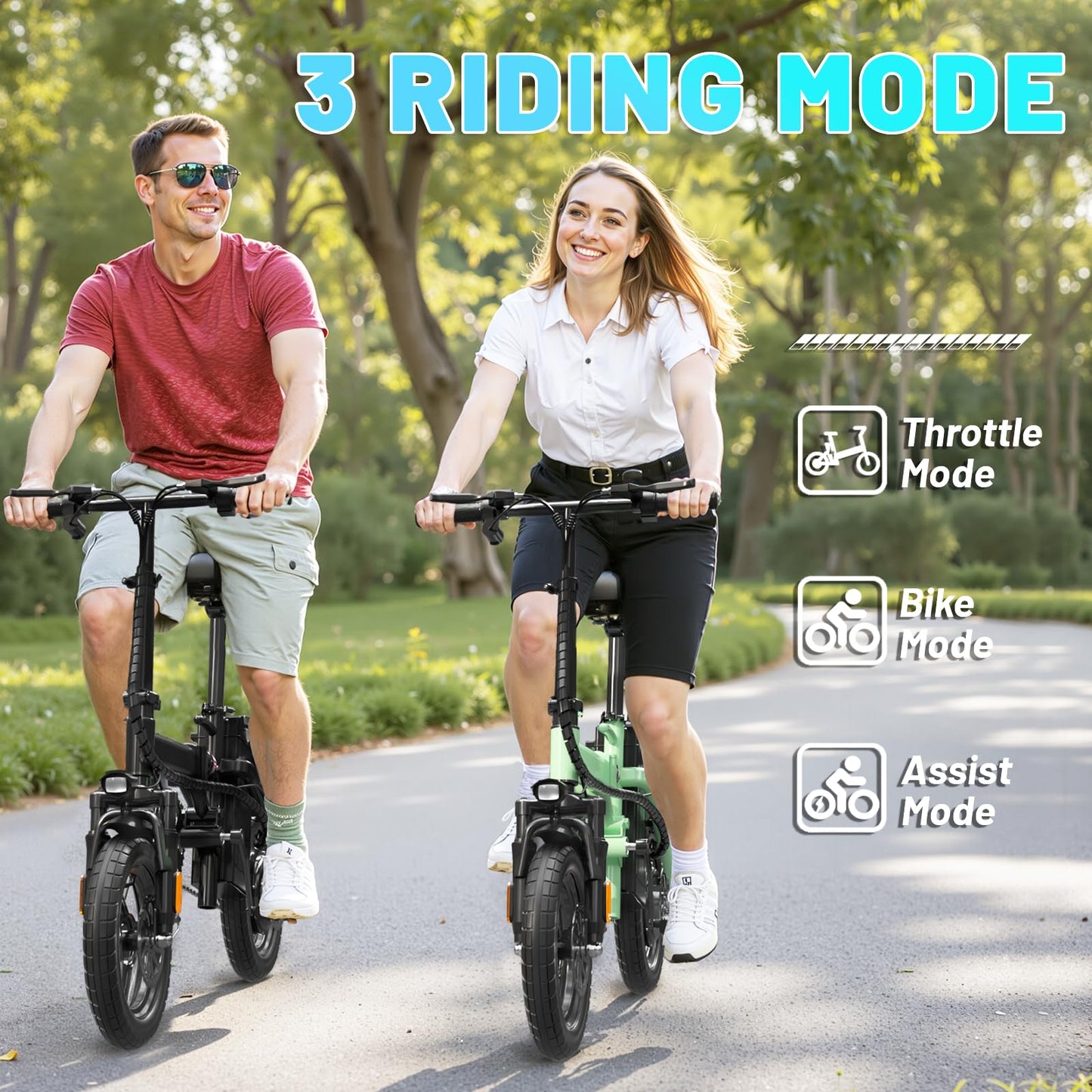 RPINT Electric Bike for Adults 500W/750W Peak Motor, 14" Folding E Bike with 48V 10Ah Removable Battery, Electric Bicycles with 25 Miles PAS Range, Foldable Mini E-Bikes for Teens (E14 Black)