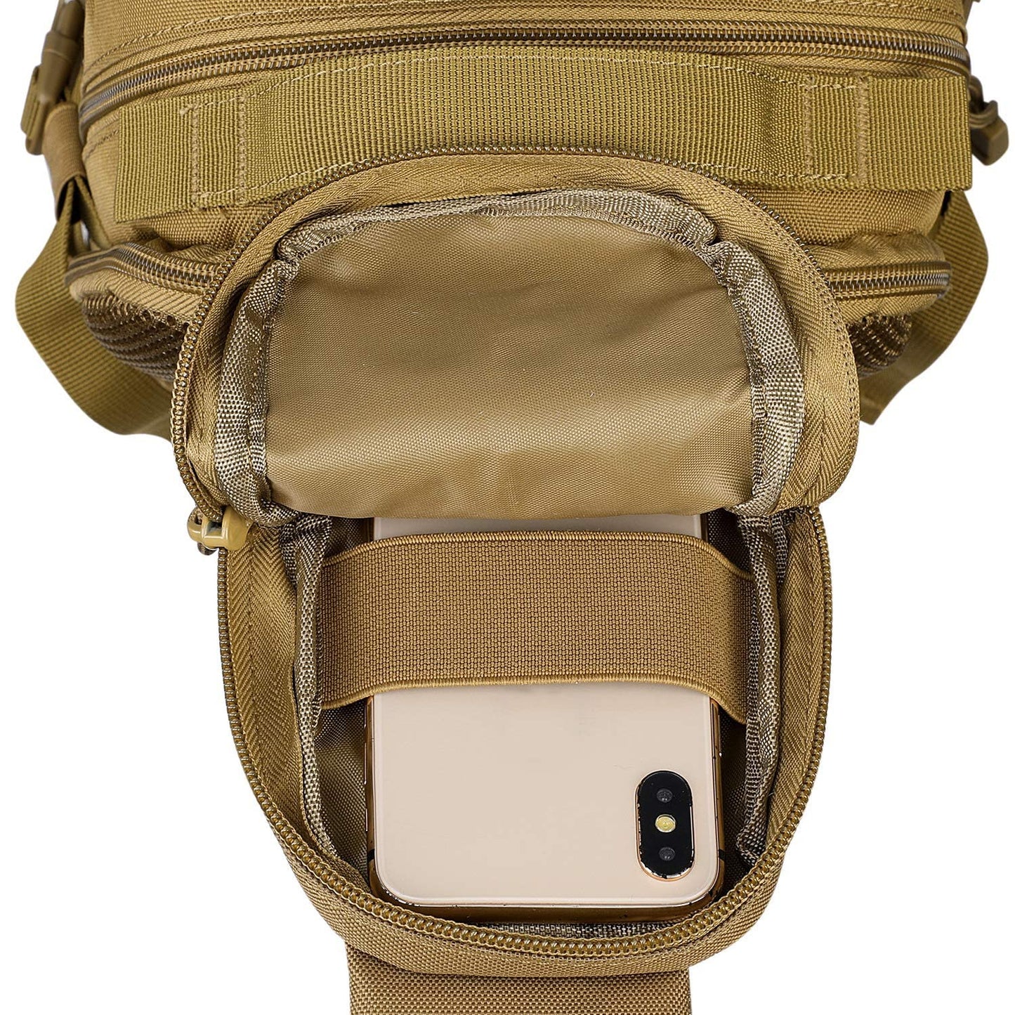 G4Free EDC Bag Tactical Sling Bag Backpack Molle Chest Shoulder Assault Pack Rectangular Outdoor Daypack(Khaki)