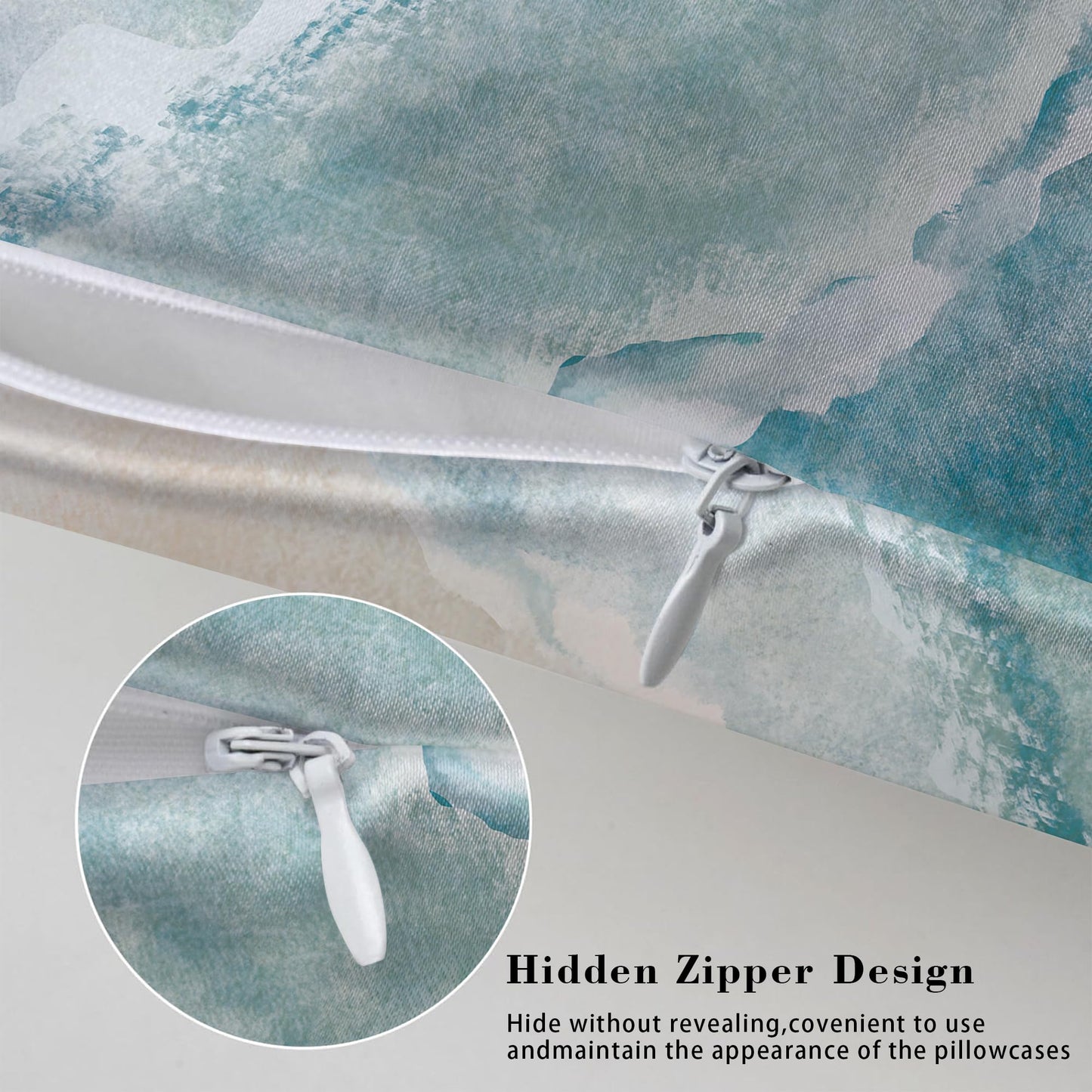 1 Pack Satin Pillowcase for Hair and Skin Bohemian Abstract Beach Imitation Silk Pillowcase with Hidden Zipper Soft Smooth Cooling Pillow Cover Standard Size for Bedroom Sofa 20”x26”