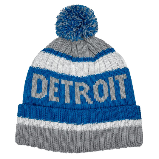 aoenbork Detroit Beanie Knit Hat with Pom Winter Cuffed Cap Sport Fans Gift