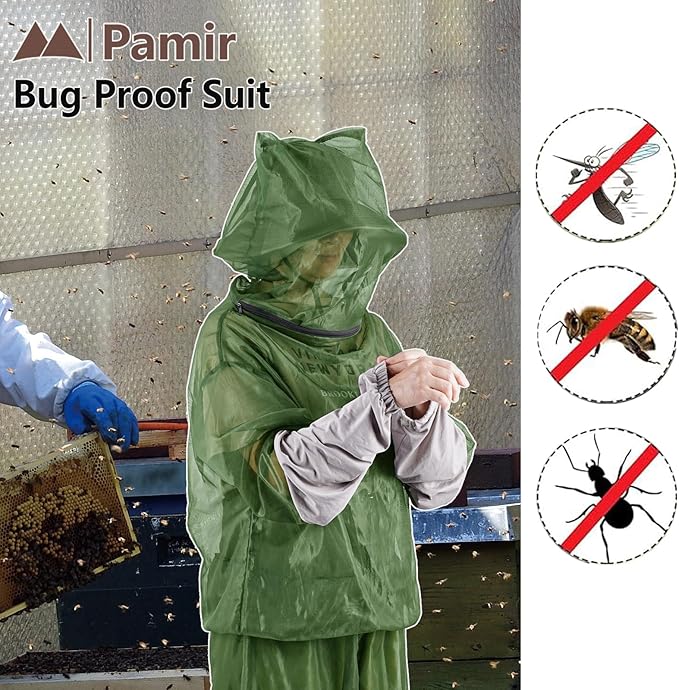 Mosquito Net Suit-Jacket Hood& Pants, Light-Weight& Breathable Mesh Clothing for Men& Women, Ideal for Fishing, Hiking.