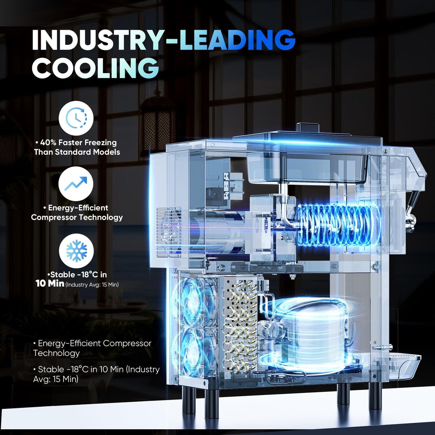 15 QT(≈3.75gal)/H Commercial Ice Cream Maker Machine,100-150 servings, 4.3L 304 Stainless Steel Bowls, 1.6L Freezing Tank, Soft Serve Frozen for Startups & Home Businesses