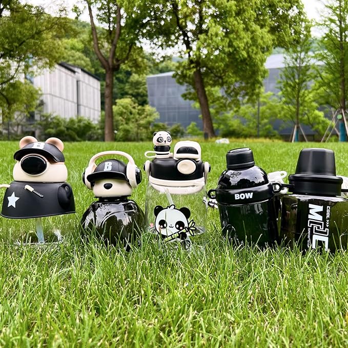 Black Leak-Proof Water Bottle with Flip Top Reusable Plastic Drinking Bottle for School, Gym and Workout (Classic)