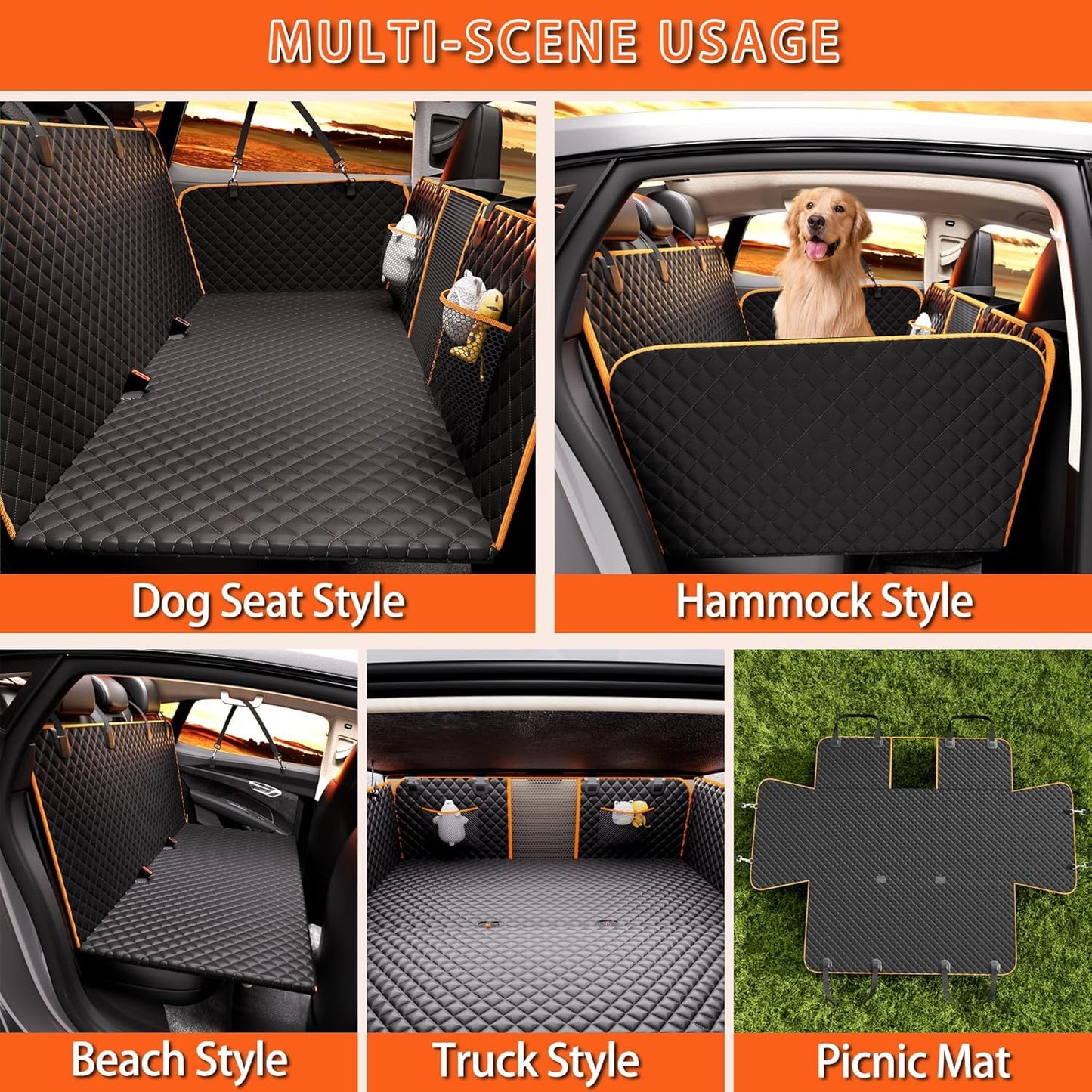 Back Seat Extender for Dogs,Holds 420lbs,Waterproof Dog Car Seat Cover for Back Seat with Hard Bottom,2025 Upgraded Material Dog Hammock for Car,Easy to Use and Clean