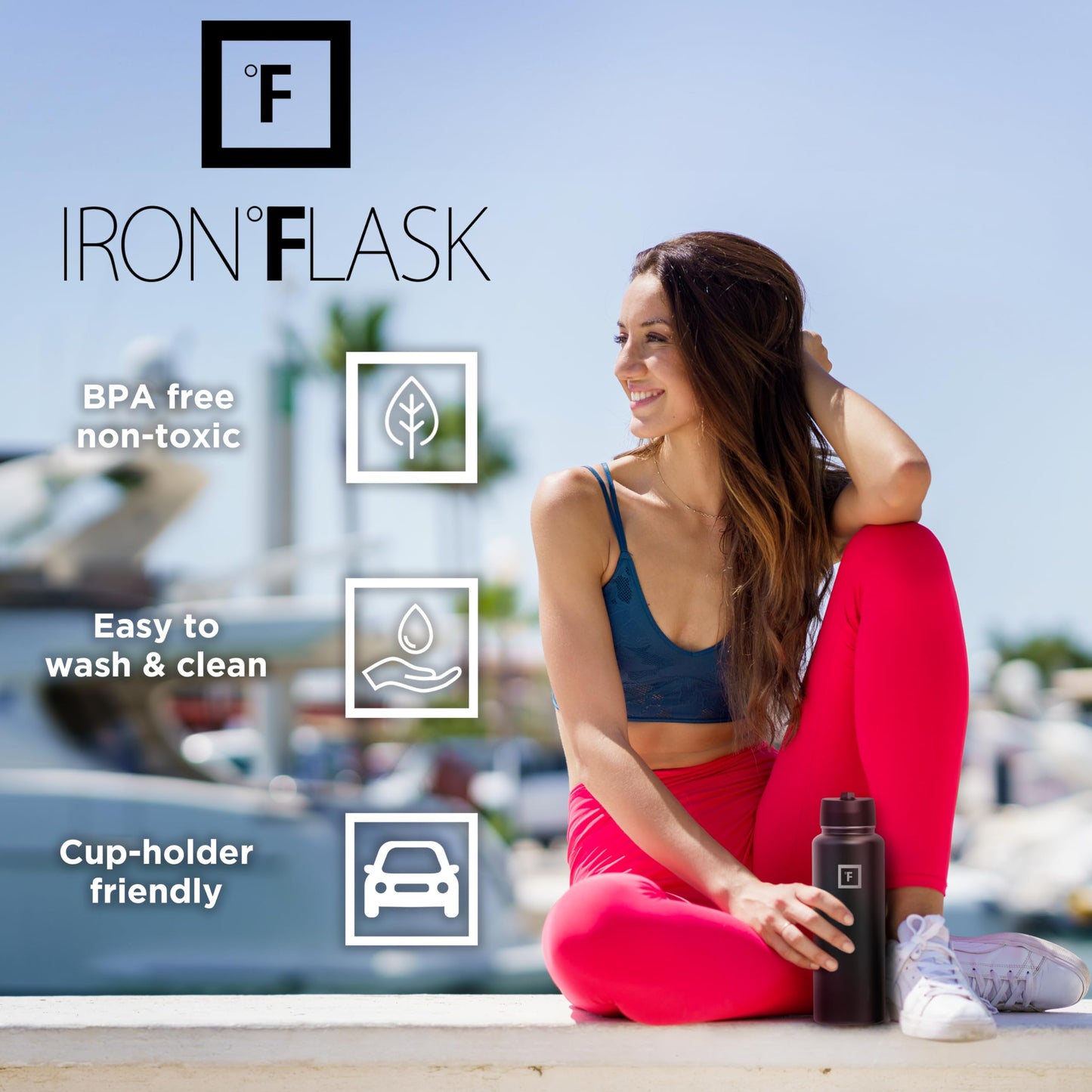 IRON °FLASK Camping & Hiking Hydration Flask, Wide Mouth, 3 Straw Lids, Stainless Steel Outdoor Water Bottle, Double Walled, Insulated Thermos, Metal Canteen - Dark Pine, 18 Oz