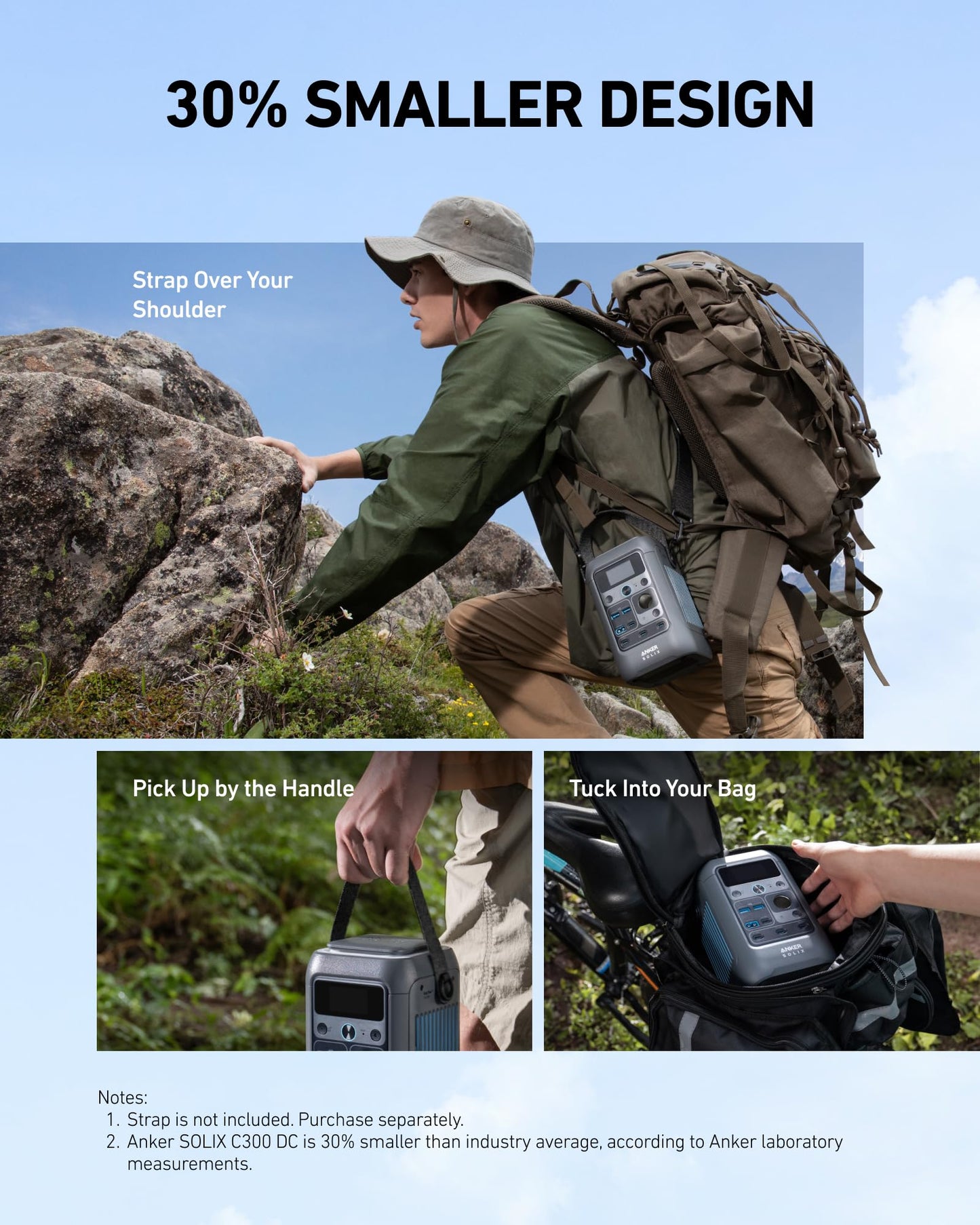 Anker SOLIX C300 DC Power Bank Station, Outdoor 288Wh (90,000mAh), Portable Power Station for Multiple Devices, LiFePO4 Battery, 300W Solar Generator, for Camping, Traveling, and Emergencies (Renewed)
