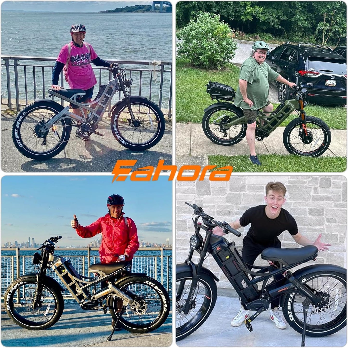 eAhora Romeo Ⅱ(2025 Version) 2500W Peak Electric Bike for Adults, 52V 60Ah Battery up to 200Miles,40Mph Dual Motors Ebike,20"*4.5 Fat Tire Full Suspension Off-Road Mountain E-Bike for Men,UL 2849