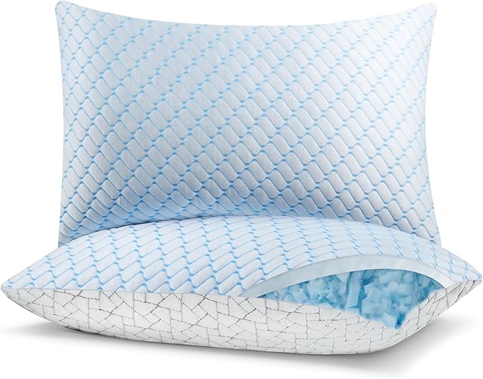 Bafode Memory Foam Pillows Standard Size Set of 2 Cooling Bed Pillow 2 Pack Shredded Memory Foam Pillow for Sleeping 20x26
