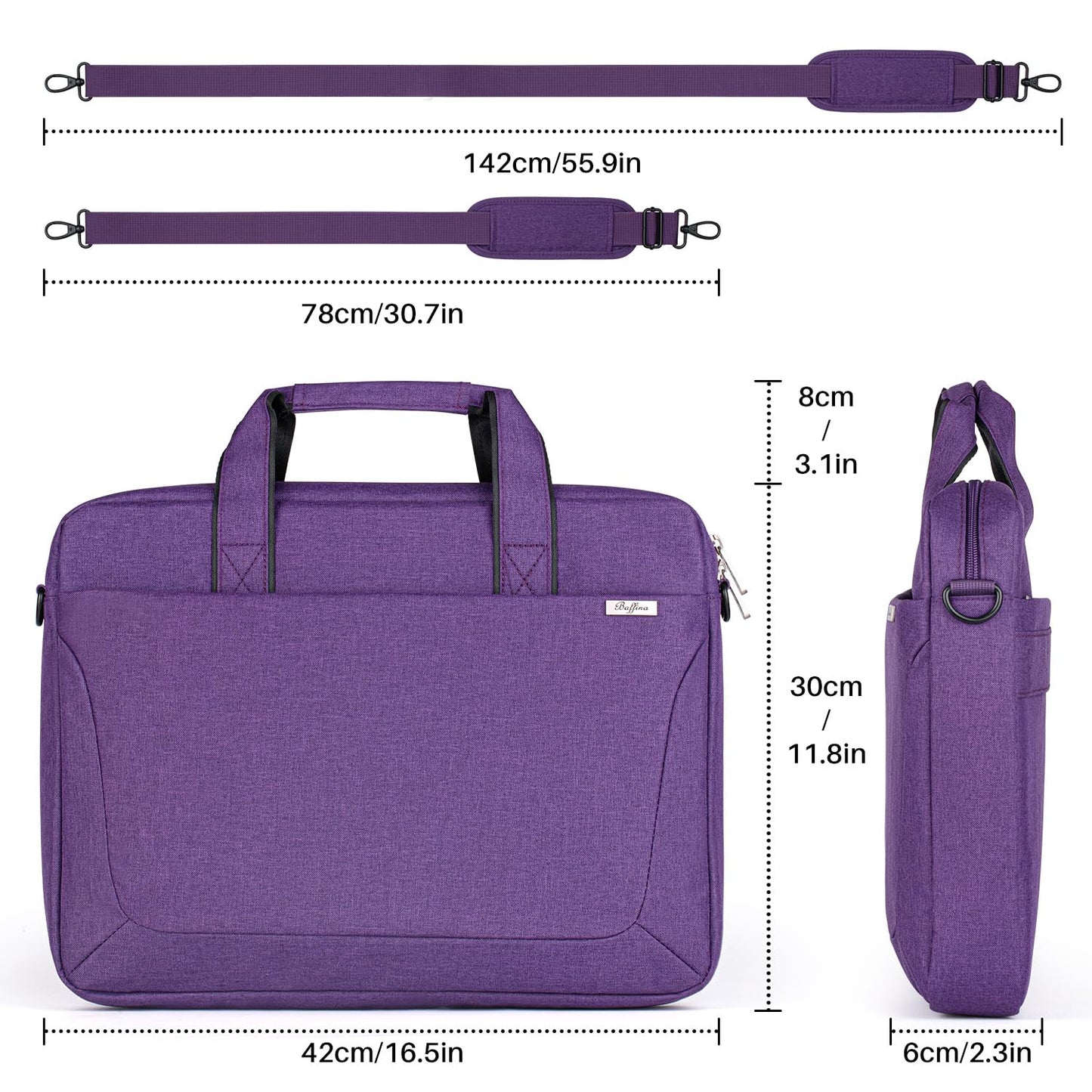 BAFFINA 17 17.3 Inch Laptop Shoulder Bag for Men Women,Waterproof Computer Carrying Case Messenger Bag with Strap for 17-18" HP Dell,Laptop Briefcase for Office business Travel College School,Purple