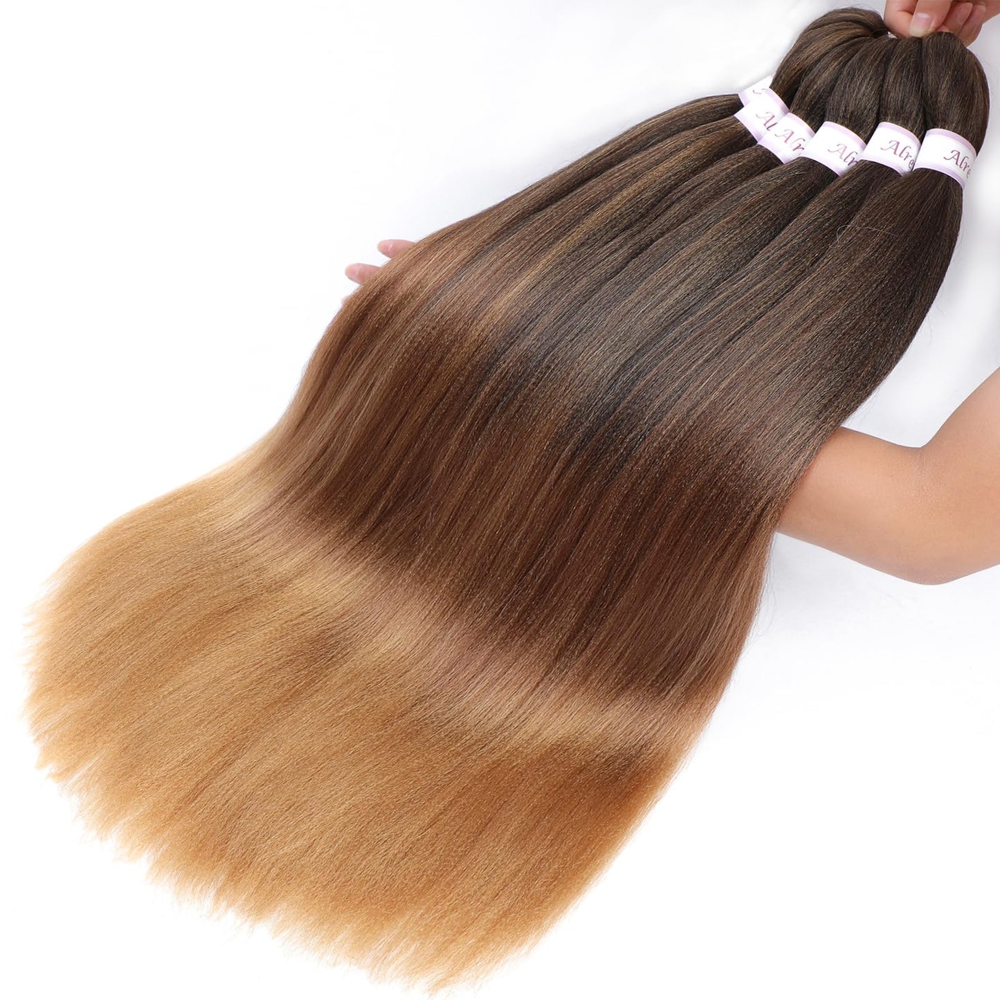 Alrence Pre Stretched Braiding Hair Long Braid 16 Inch 8 Packs Professional Braiding Hair Extensions Synthetic Crochet Twist Braids (16 Inch, 1B/30/27)