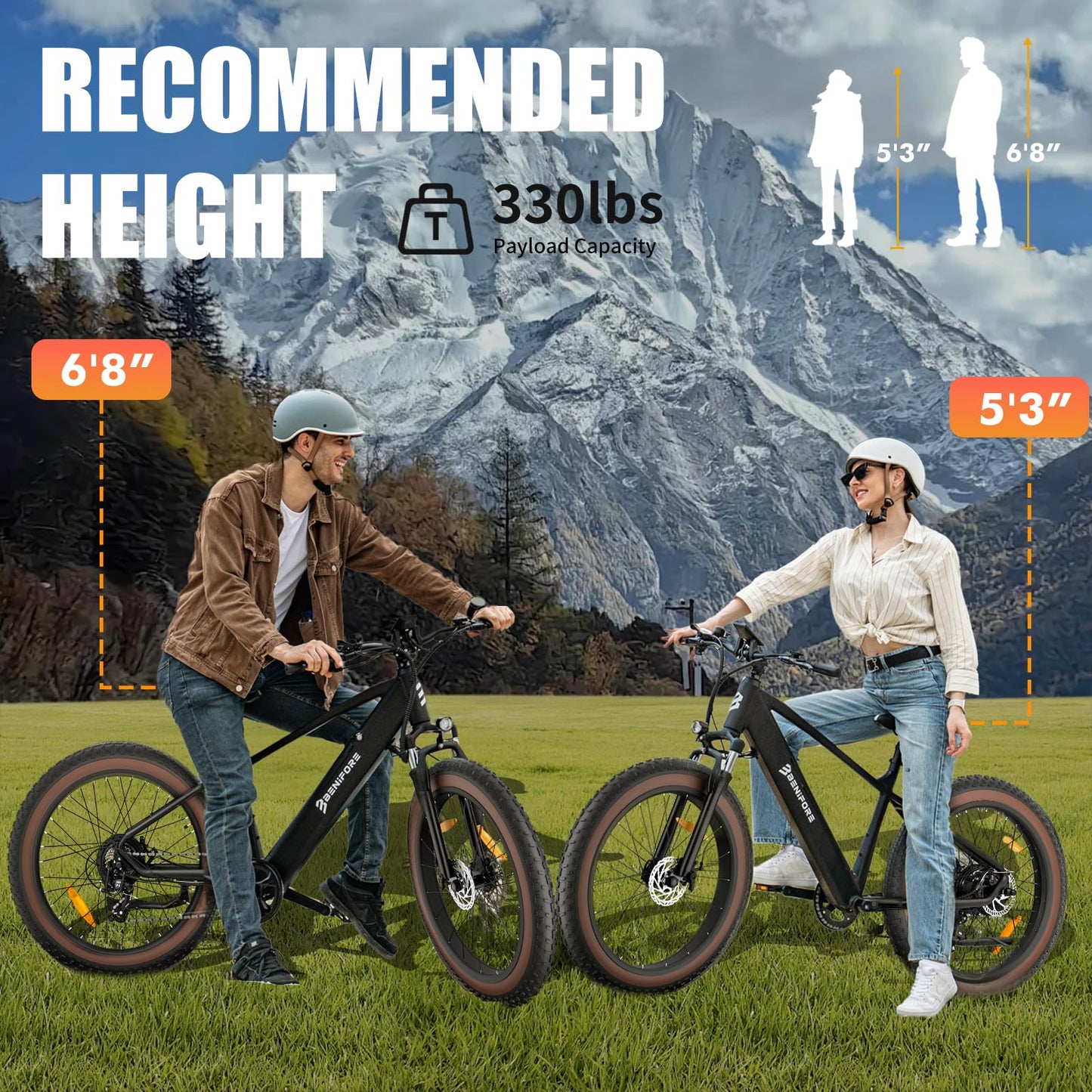Electric Bike for Adult 1400W Peak, 48V 720WH Removable Battery, 72 Miles 28 MPH, 26" Fat Tire Electric Mountain Bike with Hydraulic Suspension, 7-Speed ,UL Certified Commute Mountain Ebikes for Men