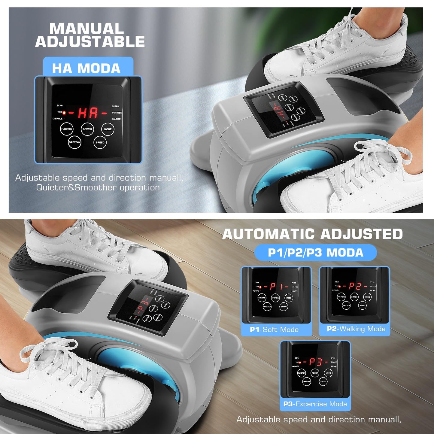 ANCHEER Under Desk Elliptical Machine, Electric Seated Pedal Exerciser, Mini Elliptical Machines for Seniors, LCD Display Monitor, Remote Control, Leg Exerciser for Home (Training Grey)