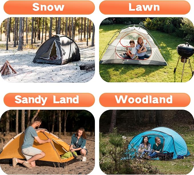 8" Screw in Tent Stakes - Ground Anchors Screw in, Screw in Tent Stakes Heavy Duty, Tent Pegs Camping Stakes, Metal Threaded Tent Spikes, Screw Tent Stakes with Hex Sleeves (8Pcs Green)