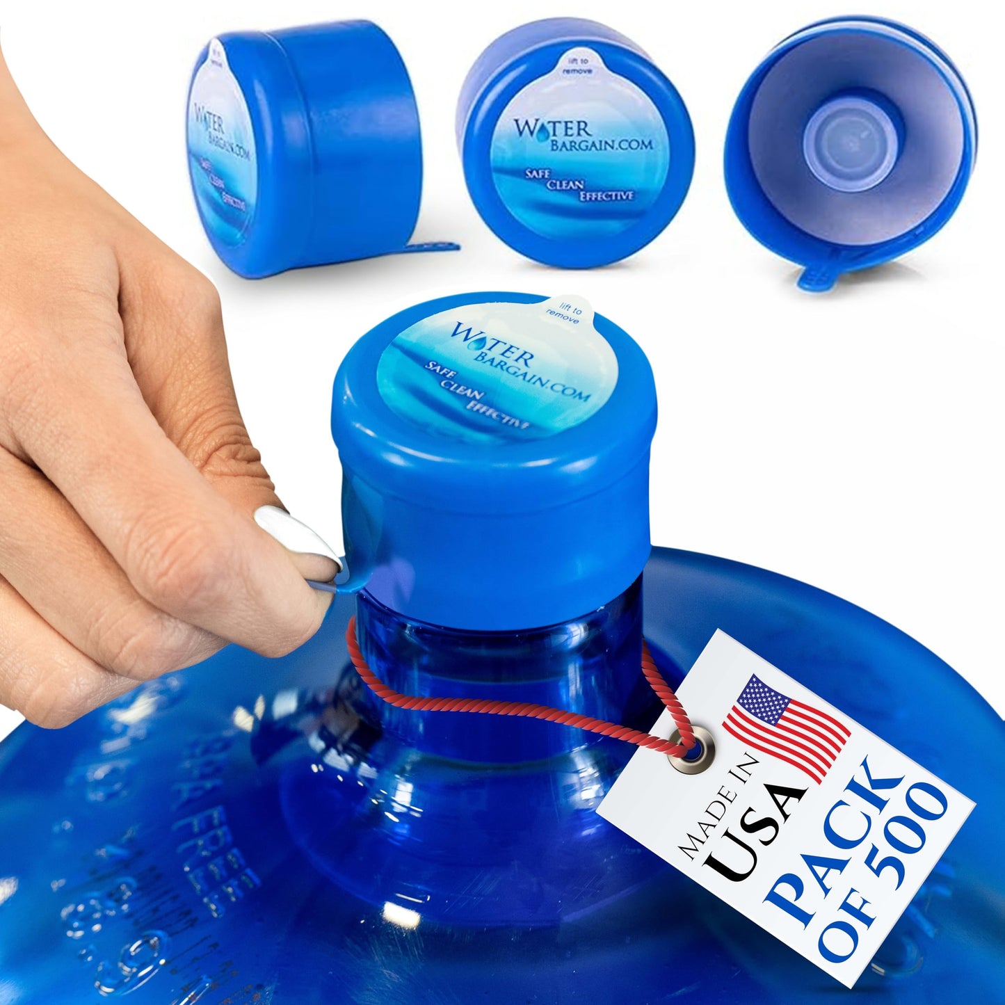 [500 Pack] USA Made 3 & 5 Gallon Water Bottle Caps - Spill Proof 5 Gallon Water Jug Cap fits 2, 3, 5, 6 Gallon Water Jugs - 5 Gallon Water Jug Lid