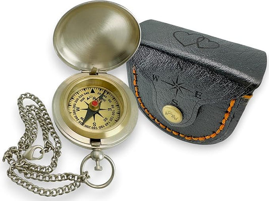 Backpacking Navigation Handmade Brass Personalize Compass for Best Man Get Well Hiking Camping Hunting Trekking Sailing Adventure Travelling Graduation Day Birthday Gifts for Son Back to School
