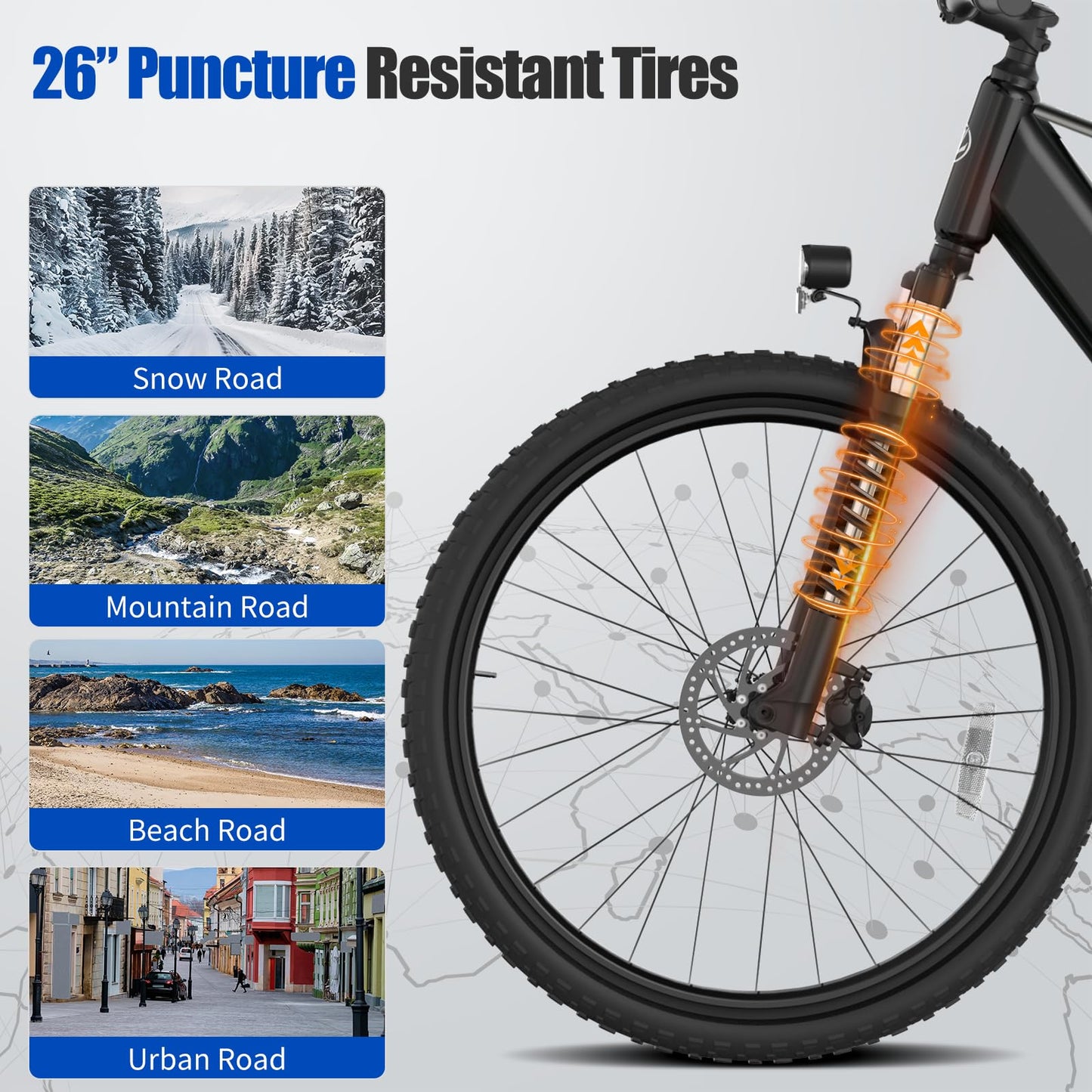 ZDZA Electric Bike, 1000W Peak Motor, 26” Electric Mountain Bike, 375Wh Removable Battery, 40 Miles Range & 20 Mph Step-Over Ebike for Adults, Electric Bicycle for Commute, 7 Speed (Black)