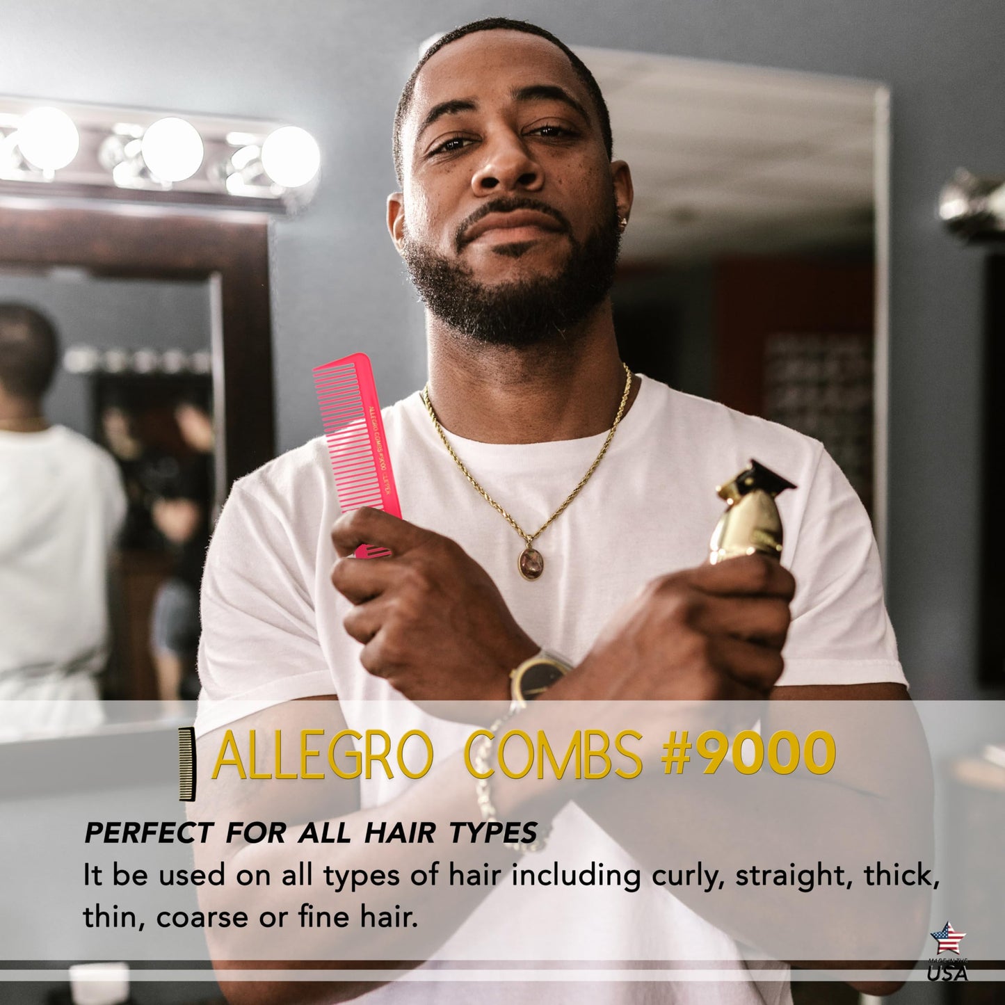 Allegro Combs 9000 Clipper Cutting Combs Blending Combs Fading Combs 6 Pk. (Neon Pink)