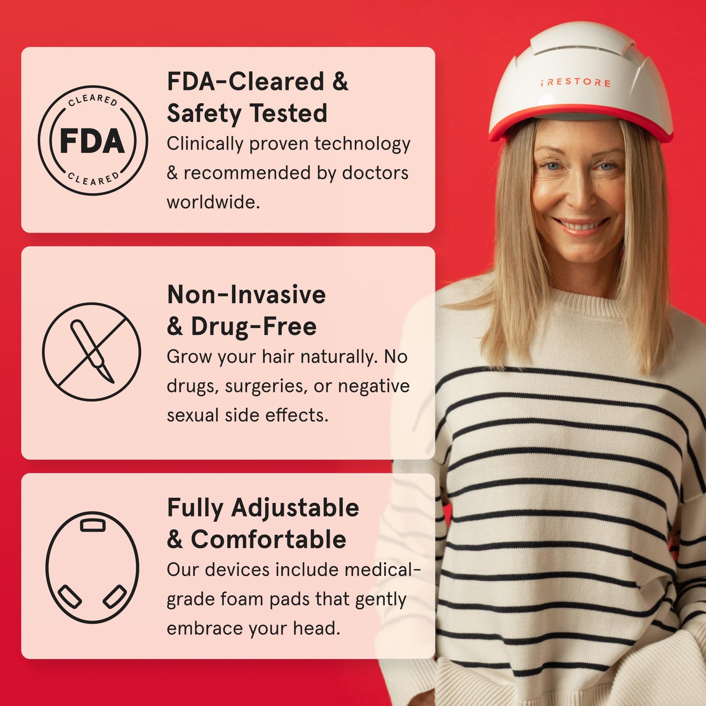 iRestore Professional Laser Red Light Therapy for Hair Growth System - FDA Cleared Hair Loss, Hair Thinning & Alopecia Treatment for Men & Women - Laser Cap for Hair Regrowth - 282 Lasers & LEDs