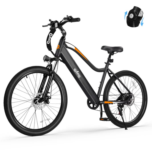 Qlife Electric Bike for Adults, Peak 750W Motor Ebikes with 7 Speed Commuter Mountain Electric Bicycle, 26" Ebike with 2.1" Tire,Built-in Removable Battery Up to 40Miles, Cityone Black