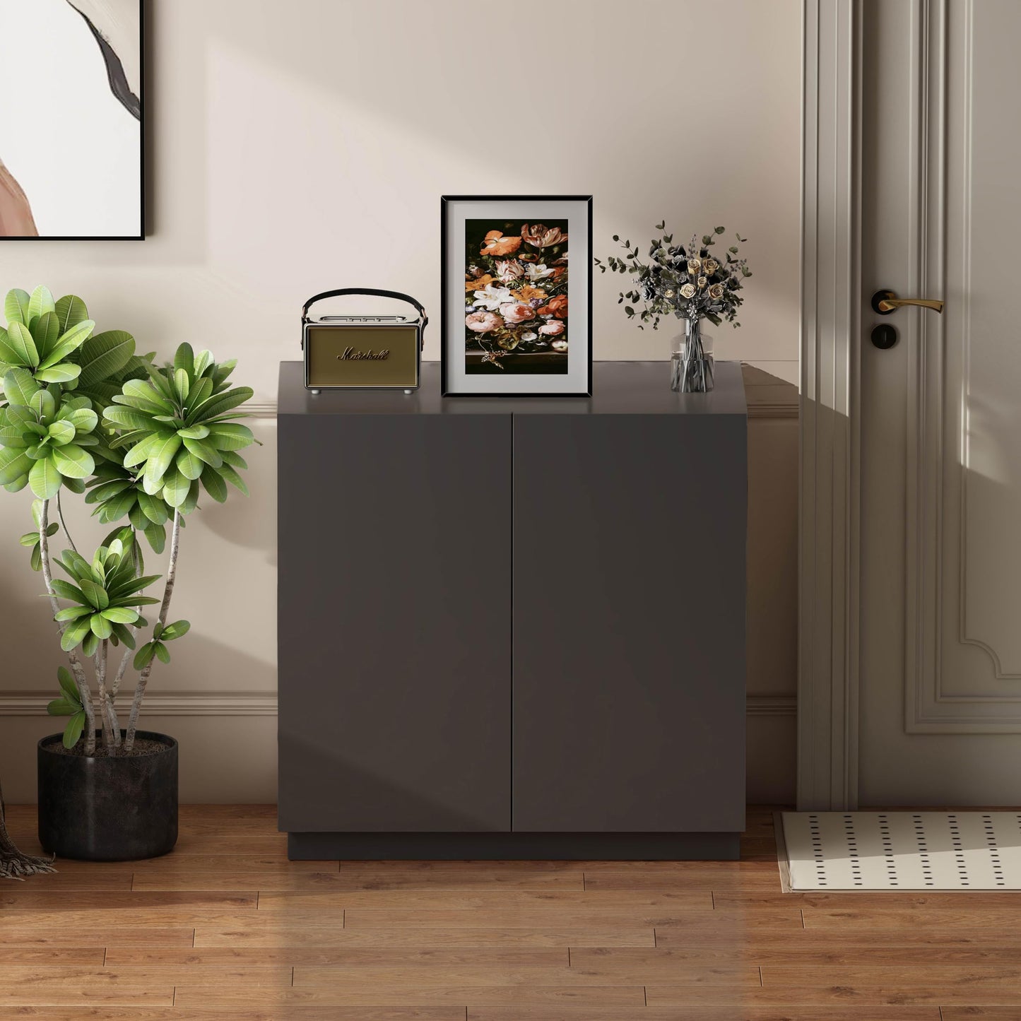 Amunrbrek Large/Tall Litter Box Enclosure, Modern Wooden Litter Box Furniture for XL Litterbox with Hidden Storage as Sideboard Cabinet (Black)