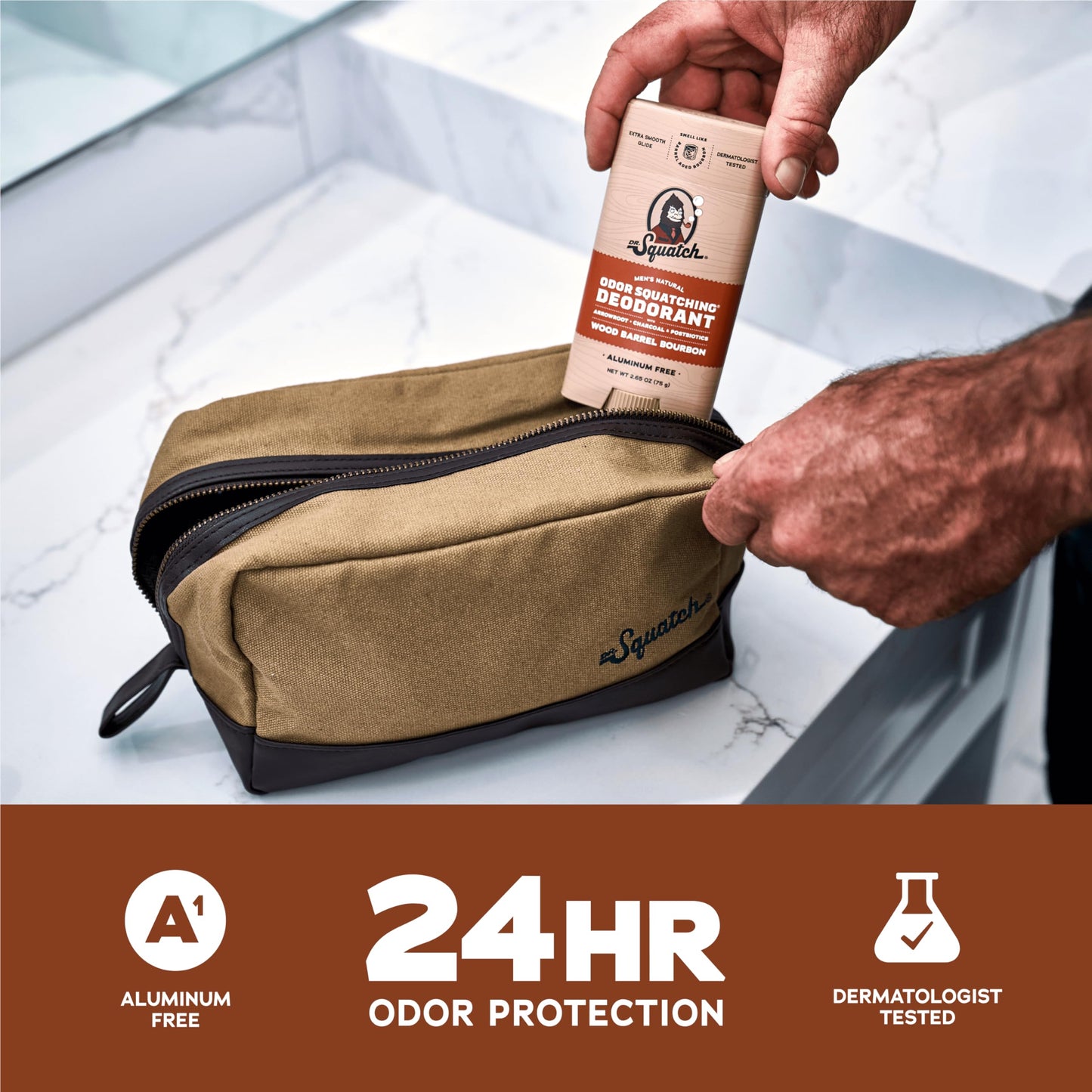 Dr. Squatch Natural Deodorant for Men 3 Pack Wood Barrel Bourbon – Odor-Squatching Men's Deodorant Aluminum Free (2.65 oz, 3 Pack)