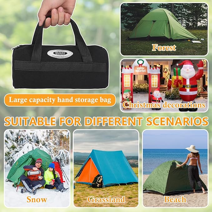 10 Pcs 8" Heavy Duty Screw-in Tent Stakes with Storage Bag, Glow-in-The-Dark Ground Anchor Peg, Metal Threaded Drillable Tent Stake for Camping Swing Canopies, with 1 Hex Nut Driver, Peg Puller